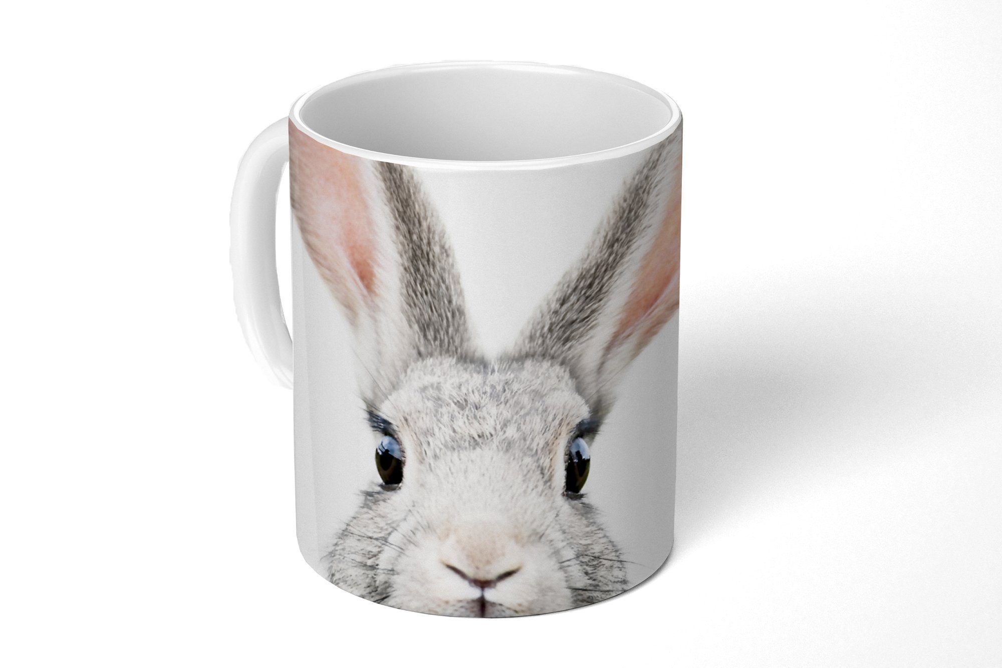 MuchoWow Tasse Kaninchen - Tiere - Natur - Weiß, Keramik, Kaffeetassen, Teetasse, Becher, Teetasse, Geschenk