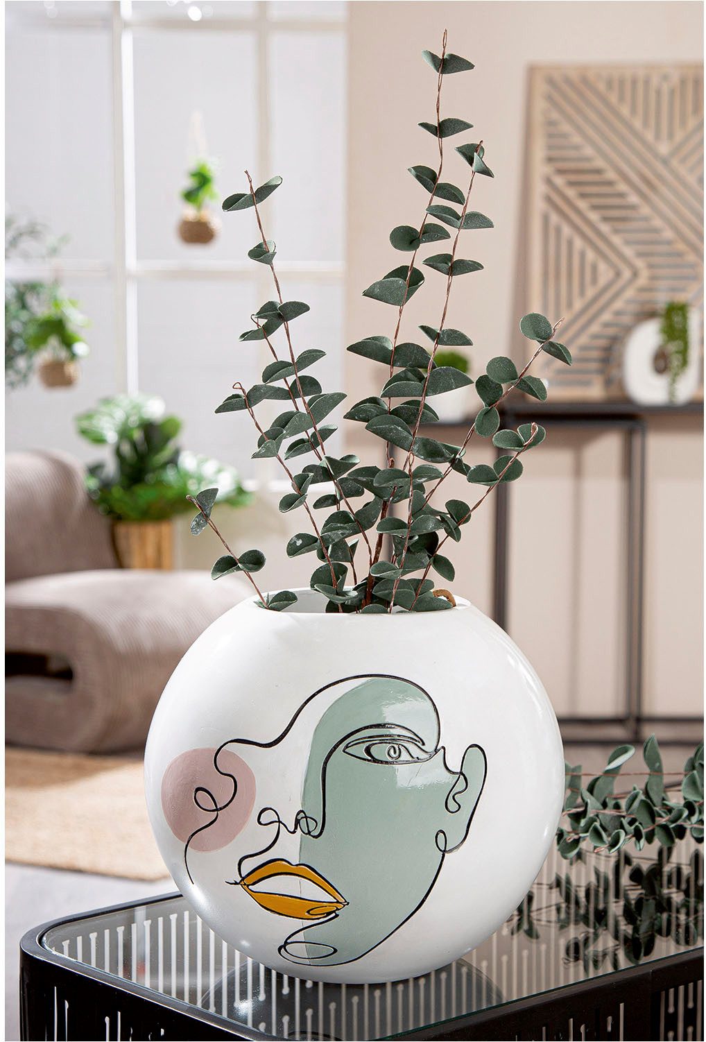 Casablanca by Gilde Tischvase Kugelvase rund Voir weiß H. 21,5 cm (1 St)