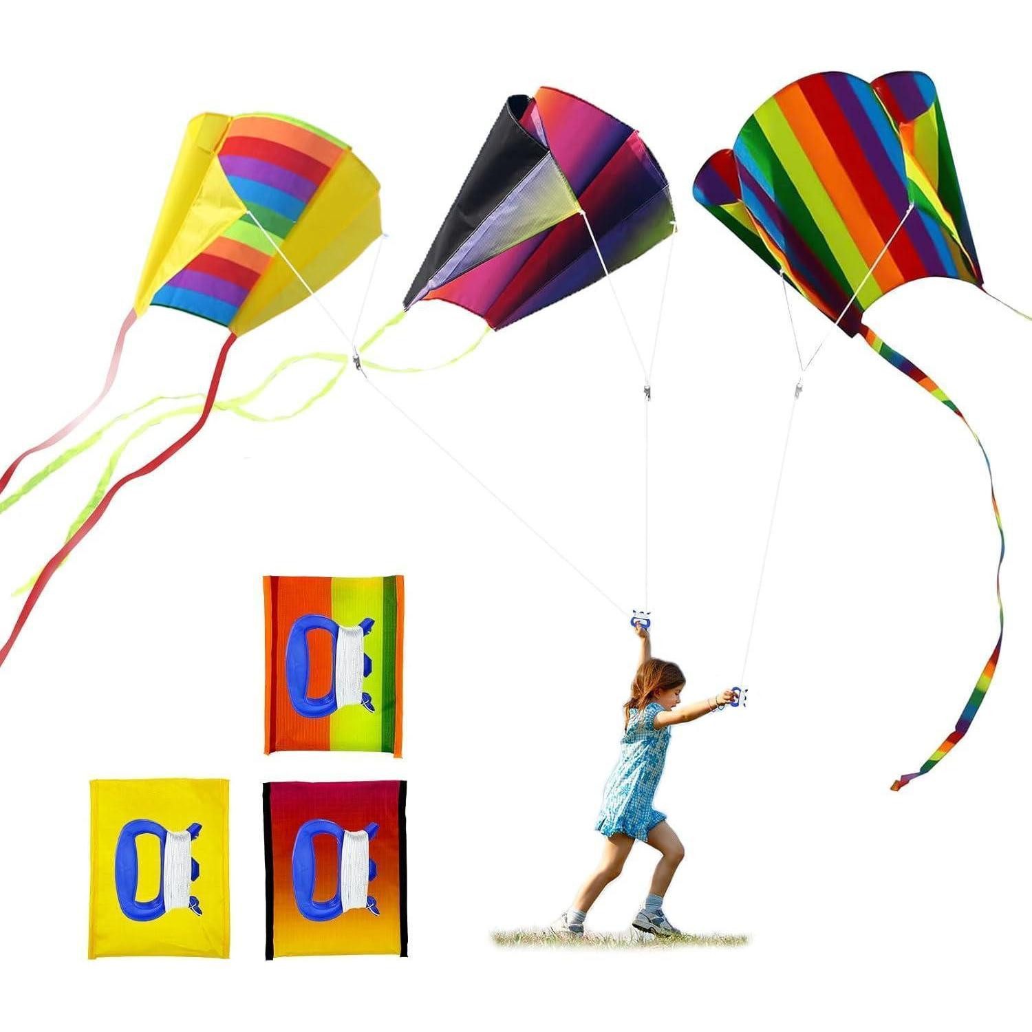 LuxusKollektion Flug-Drache Drachen Kinder Regenbogen Schwänze Einleiner Lenkdrachen 3er Set