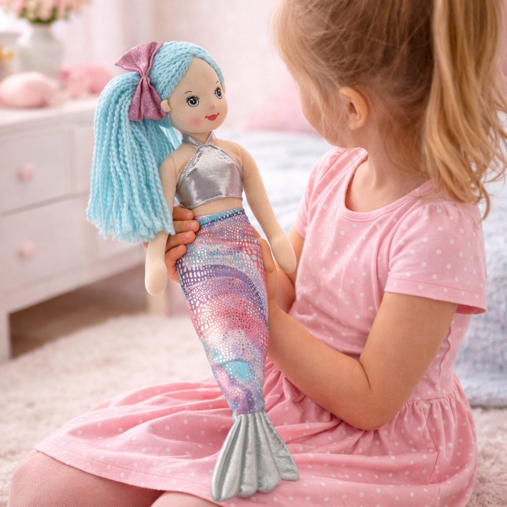 Sweety-Toys Meerjungfrauenpuppe Sweety Toys 13340 Stoffpuppe Meerjungfrau Prinzessin 45 cm türkis