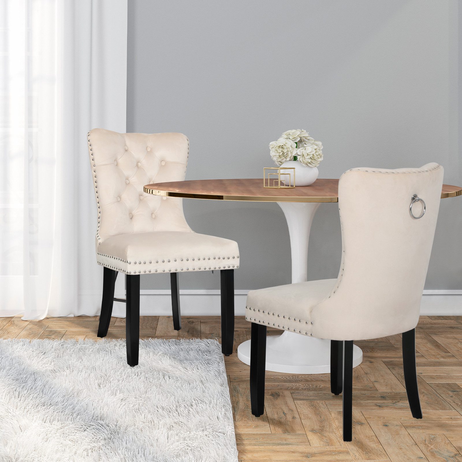 Puluomis Esszimmerstuhl (2/4/6/8 Set Grau/ Schwarz/Beige, 2 St), Samt Stuhl günstig online kaufen