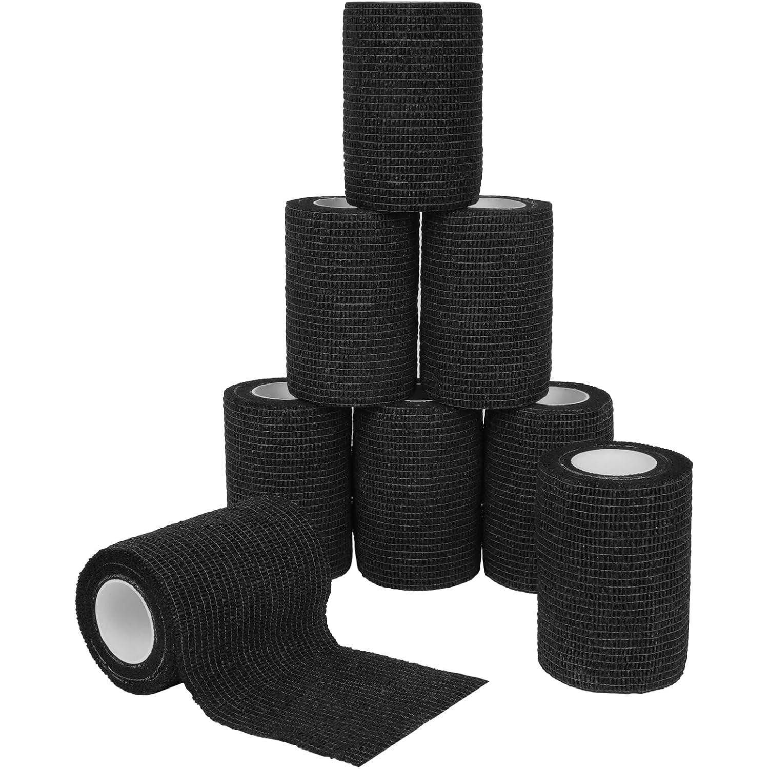 LuxusKollektion Bandage Selbstklebender Verband 8 Rollen Cohesive Pflaster Schwarz 7.5cmx4.5m