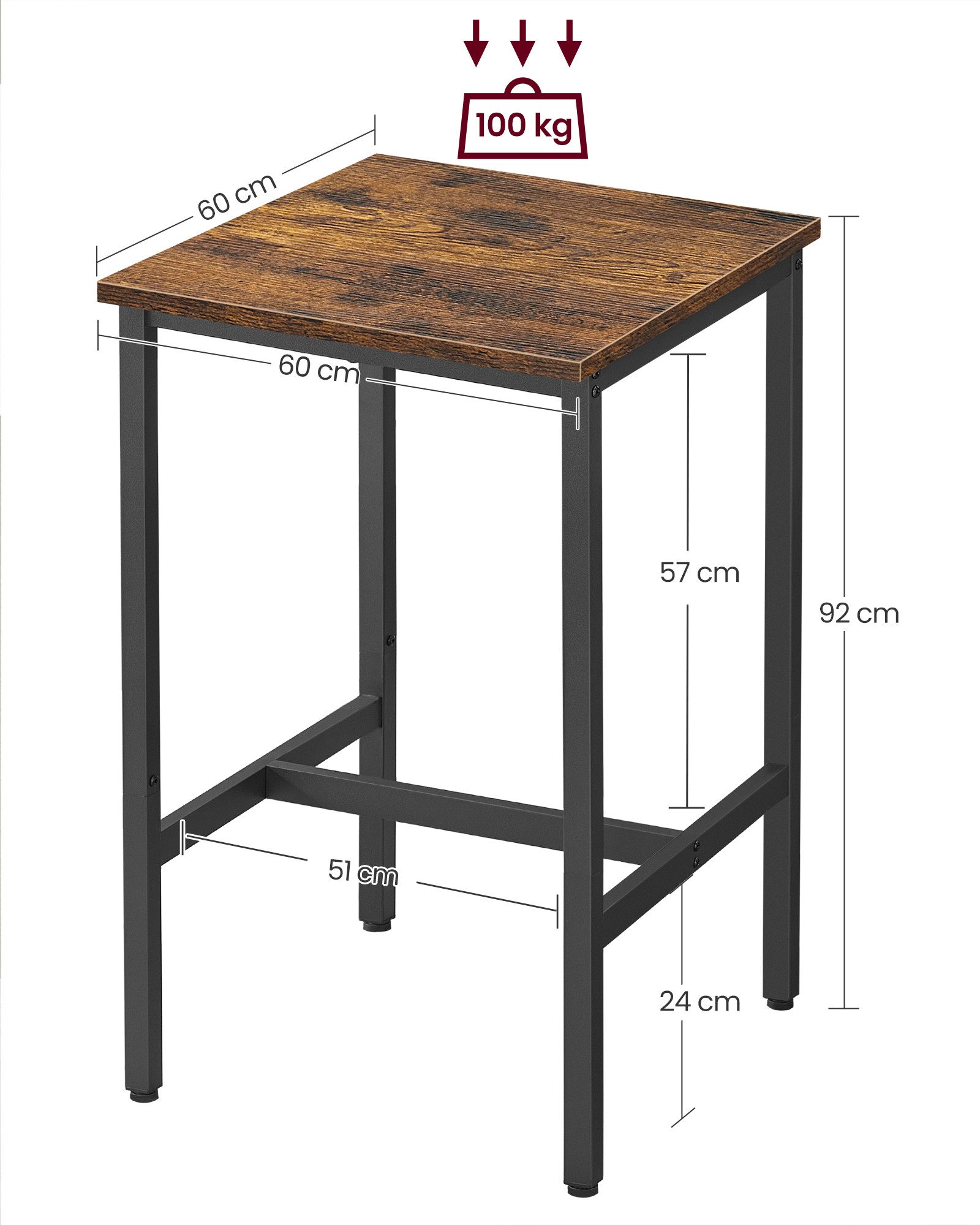 VASAGLE Bartisch Küchentisch, Stehtisch, 60 x günstig online kaufen