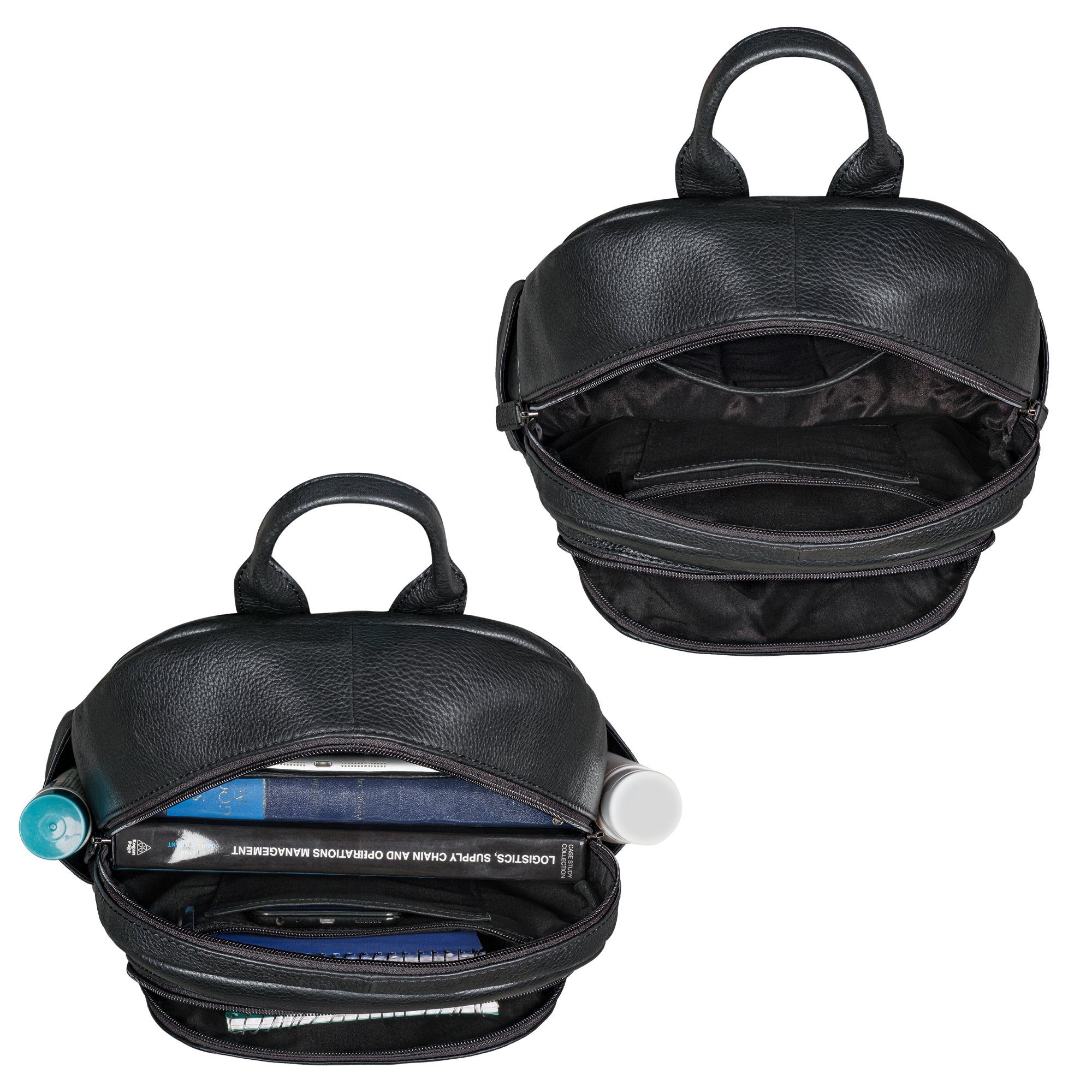 STILORD Cityrucksack "Bente" Handlicher Rucksack Damen Leder