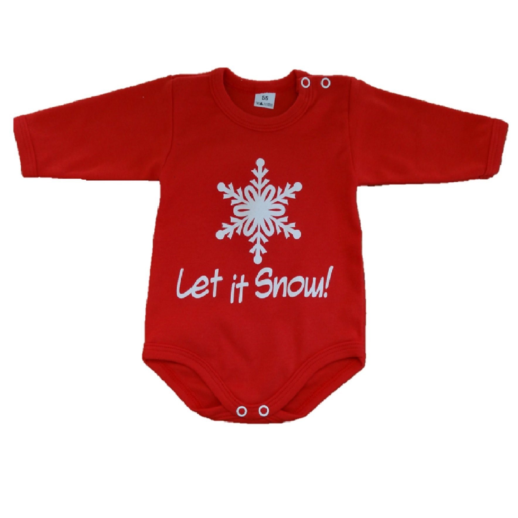 Babymajawelt Langarmbody (1-tlg) Schneemann Xmas rot Winterbody Look, Weihnachtsbody