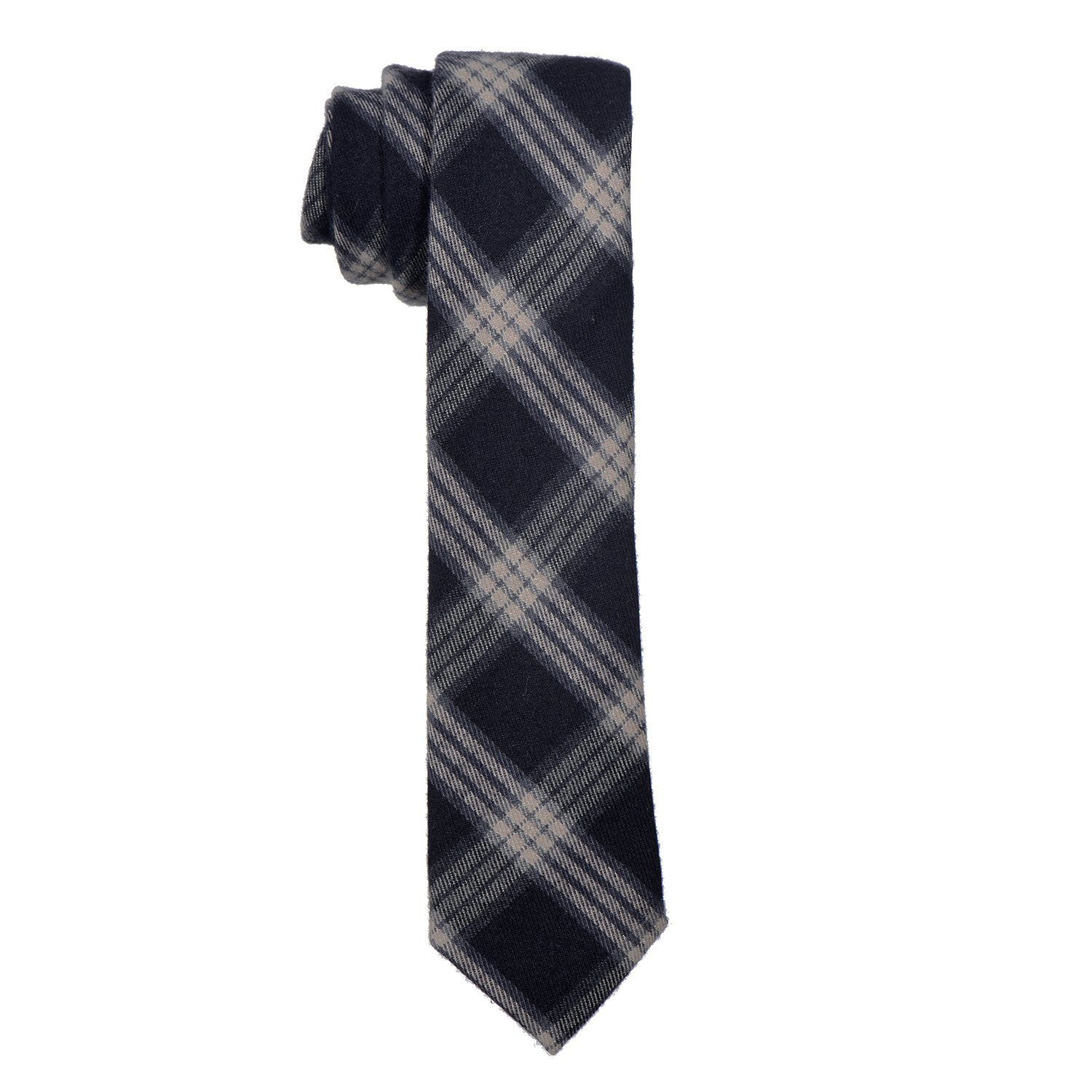 DonDon Krawatte Herren Krawatte (Packung, Büro oder kariert cm gepunkt Muster, Baumwolle, für einfarbig 1-St., und 6 festliche Veranstaltungen dunkelblau-creme verschiedene kariert Krawatte) 1x