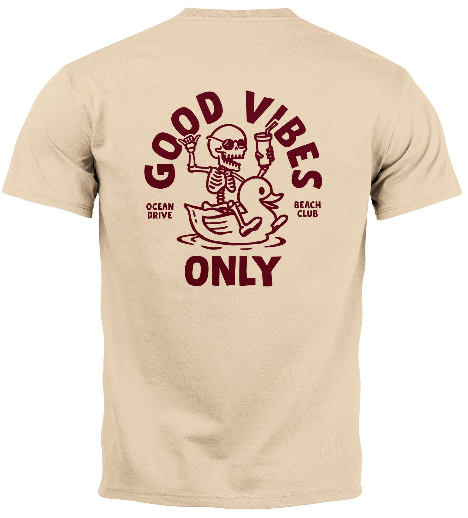 Neverless Print-Shirt Herren T-Shirt Backprint Good Vibes Only Quitsche-Ent günstig online kaufen