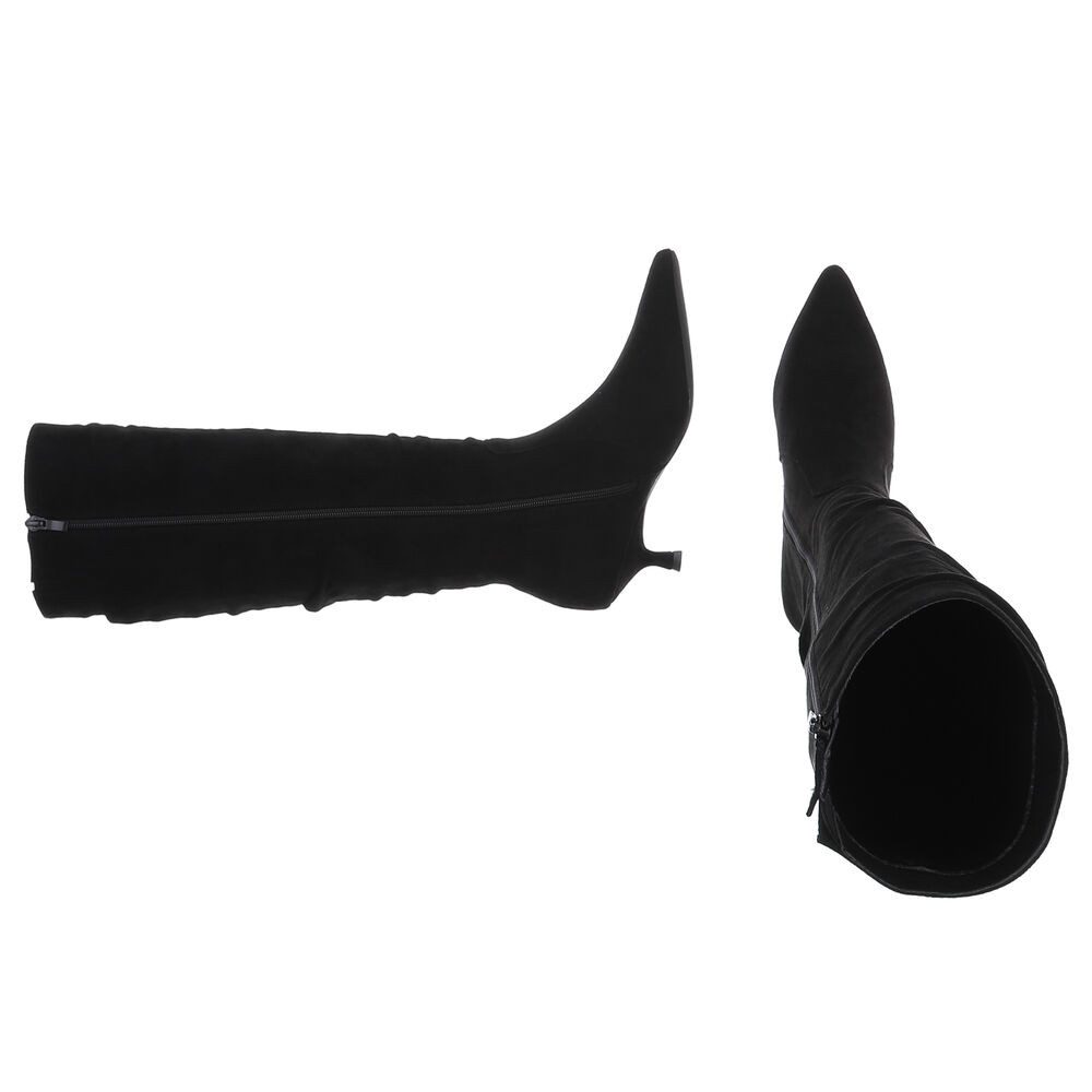 Ital-Design Elegante Stiefel mit Raffung für Damen im Alltag Stiefel (90515049) Pfennig-/Stilettoabsatz Stiefel in Schwarz