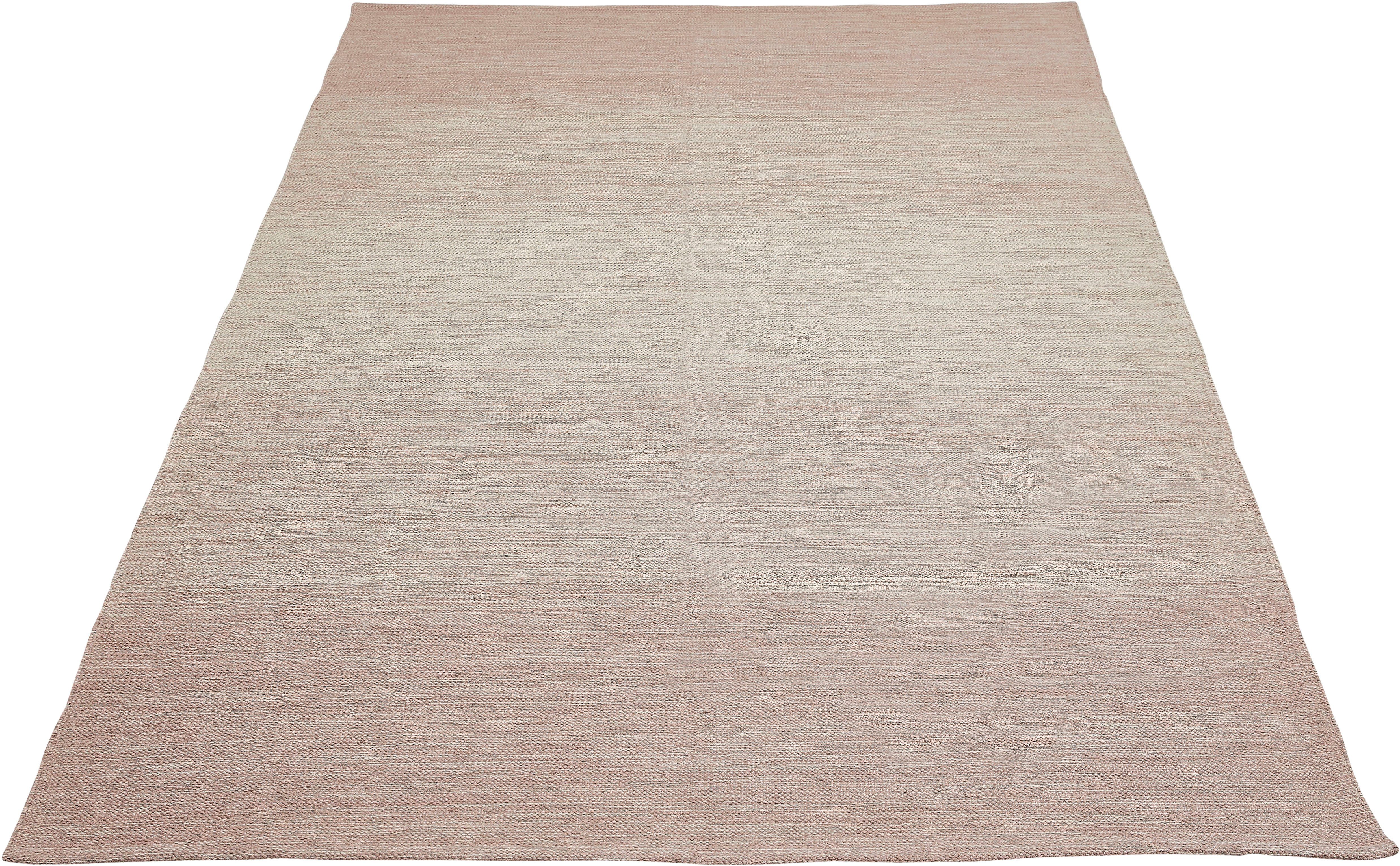 Teppich Opland, Andiamo, rechteckig, Höhe: 8 mm, meliert, mit Farbverlauf, reine Baumwolle altrosa