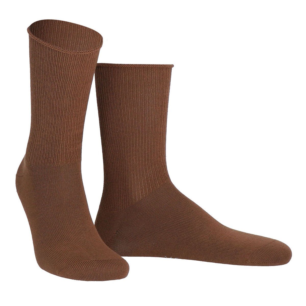 Wilox Komfortsocken Organic Cotton RIB für Herren (1-Paar) aus hautfreundlicher Baumwolle Braun