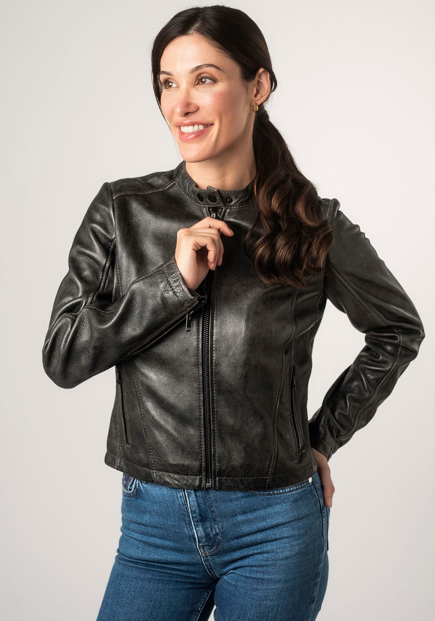 Mauritius Lederjacke 2Wrayla SF mit Reißverschluss an den Ärmeln