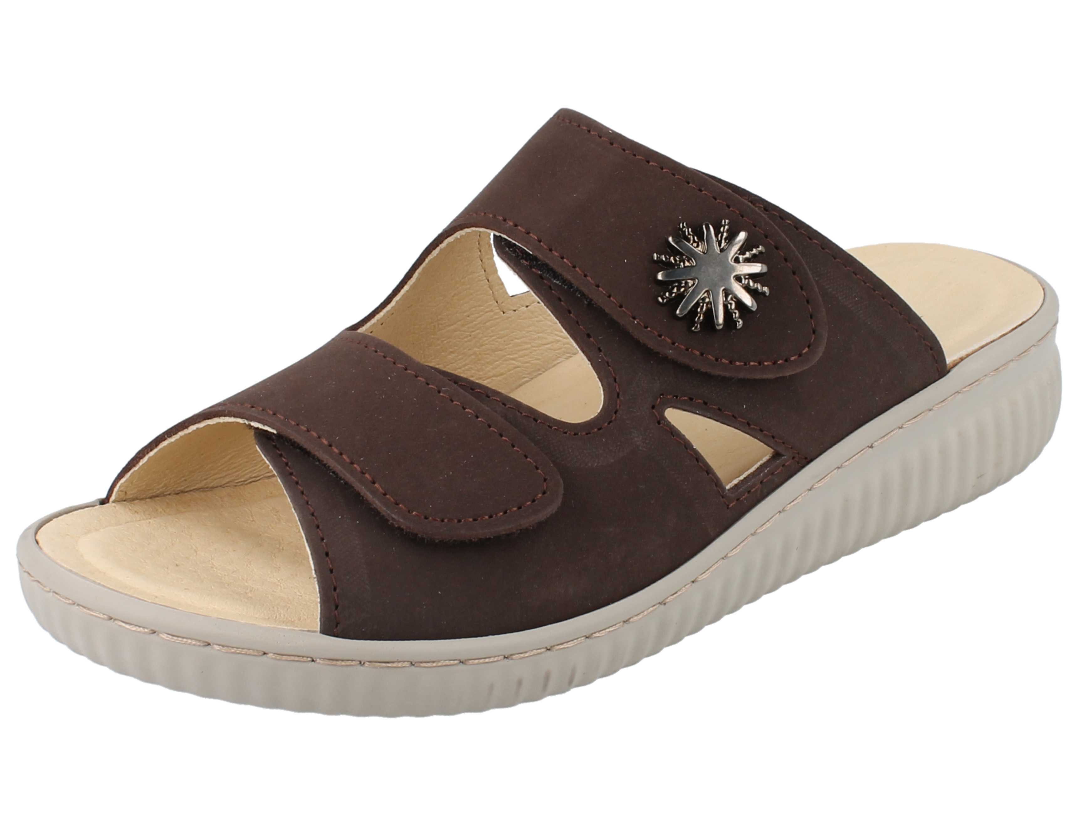 Longo LONGO Damen Pantolette braun choco Nubukleder - Größe: 41 Pantolette Wechselfußbett