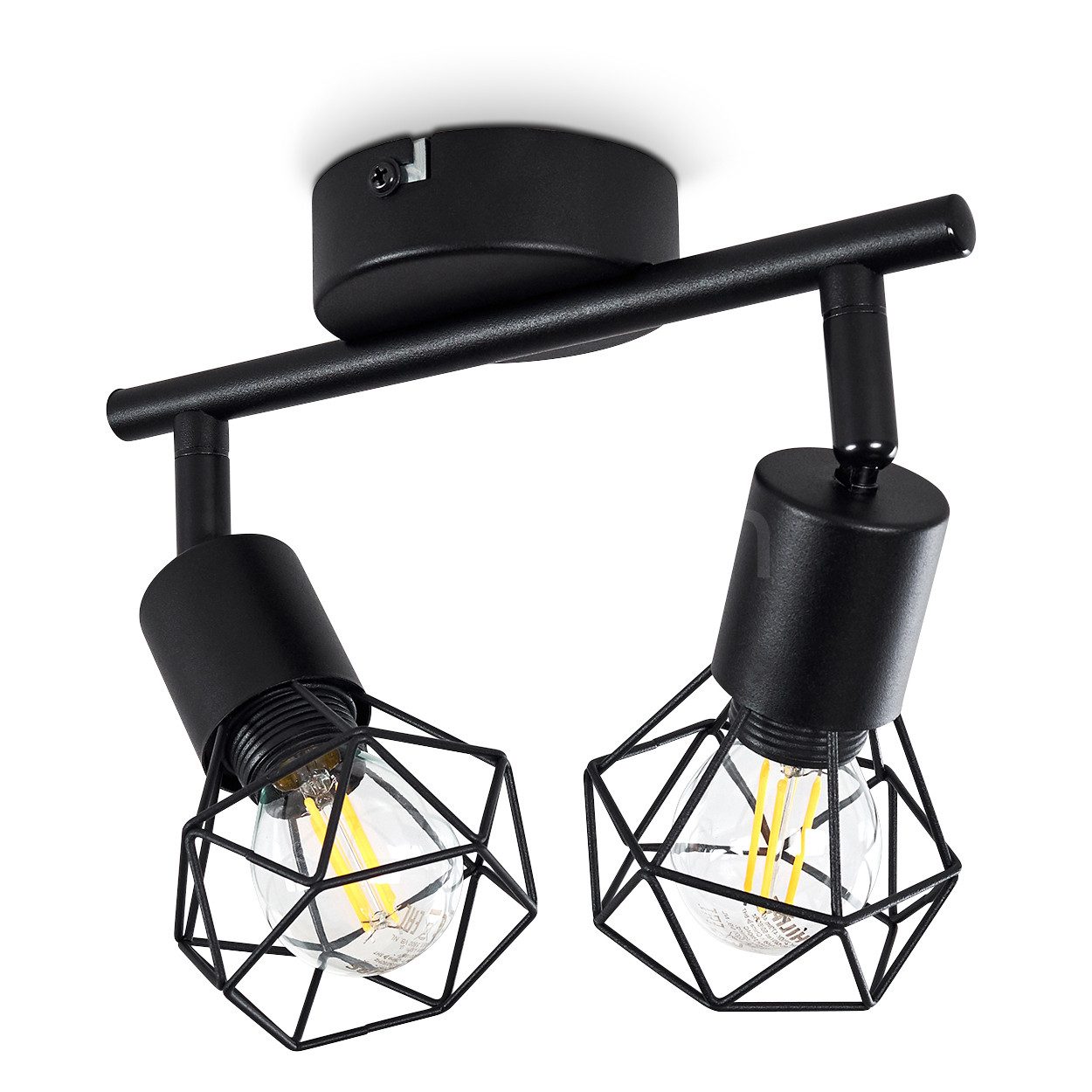 hofstein Deckenleuchte »Borio« Deckenlampe aus Metall in Schwarz, ohne Leuchtmittel, E14, verstellbarer Spot in Gitter-Optik m. Lichteffekt an der Decke