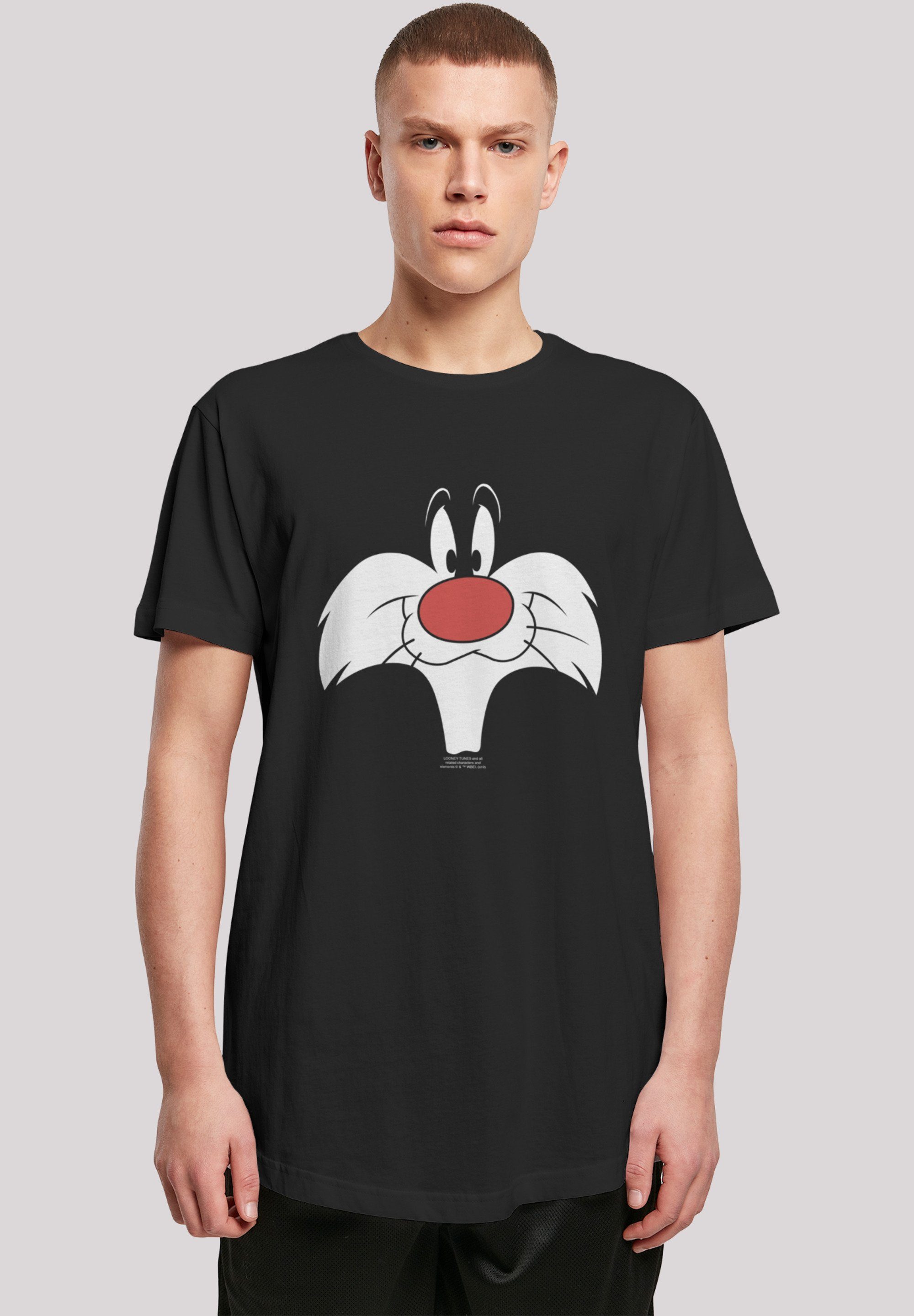 F4NT4STIC Kurzarmshirt Herren Looney Tunes Sylvester Big Face-BLK with  Shaped Long Tee (1-tlg), Stylisches T-Shirt aus angenehmer Baumwollmischung