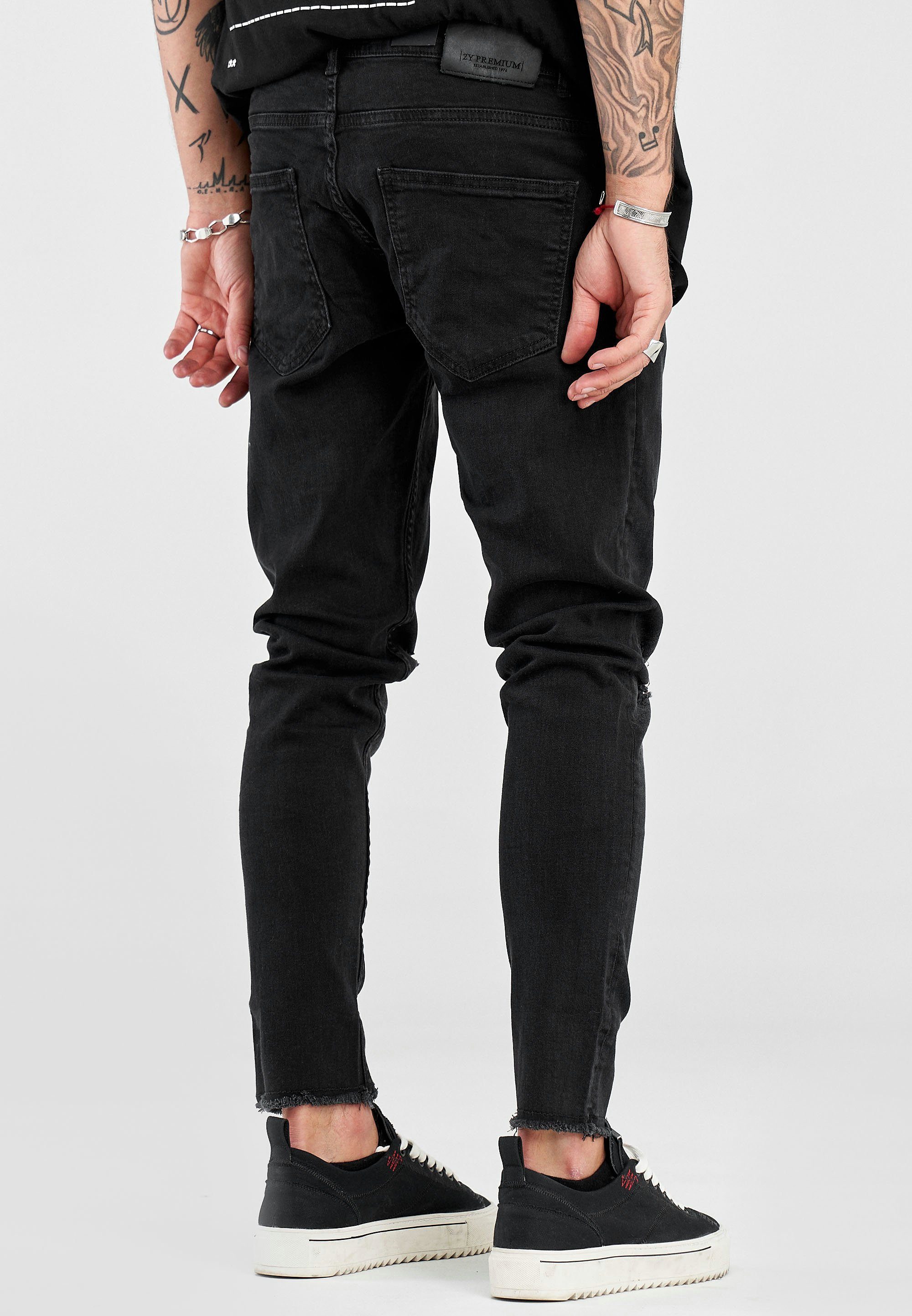 Herren Jeans 2Y Premium Slim-fit-Jeans JOSEY mit rockigen Destroyed-Elementen