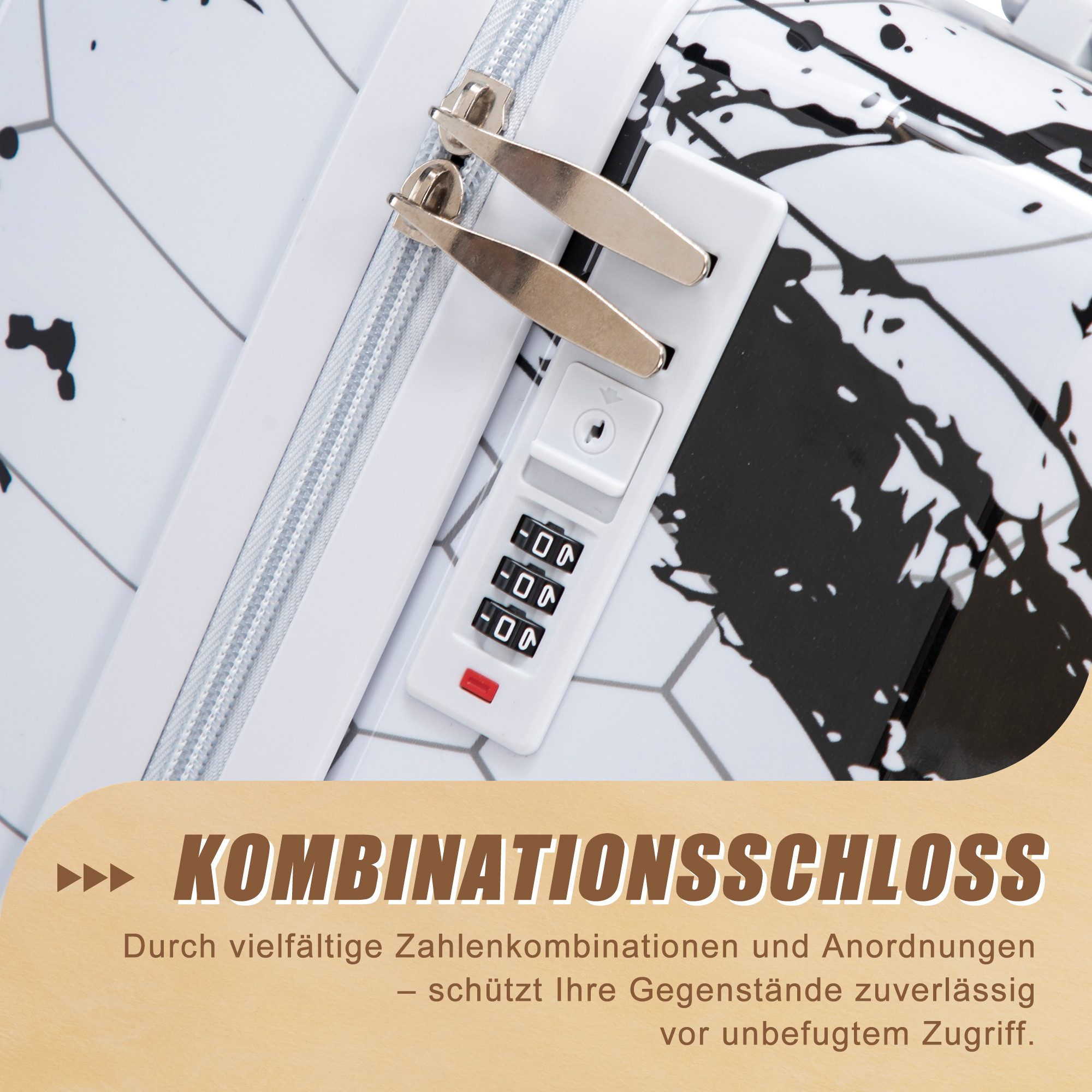 i@home Koffer 20‑Zoll‑PC‑Spinner‑Rad‑Koffer, Handgepäck‑Koffer, mit bedrucktem Muster und Zahlenschloss