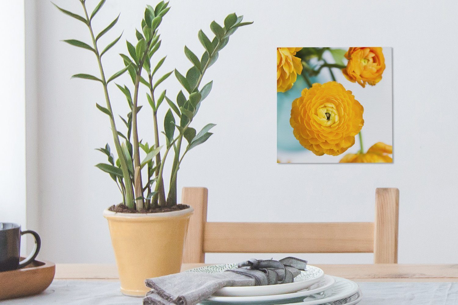 OneMillionCanvasses® Leinwandbild Wohnzimmer Blumen St), Schlafzimmer Bilder für - Draußen Orange, (1 bunt Leinwand 