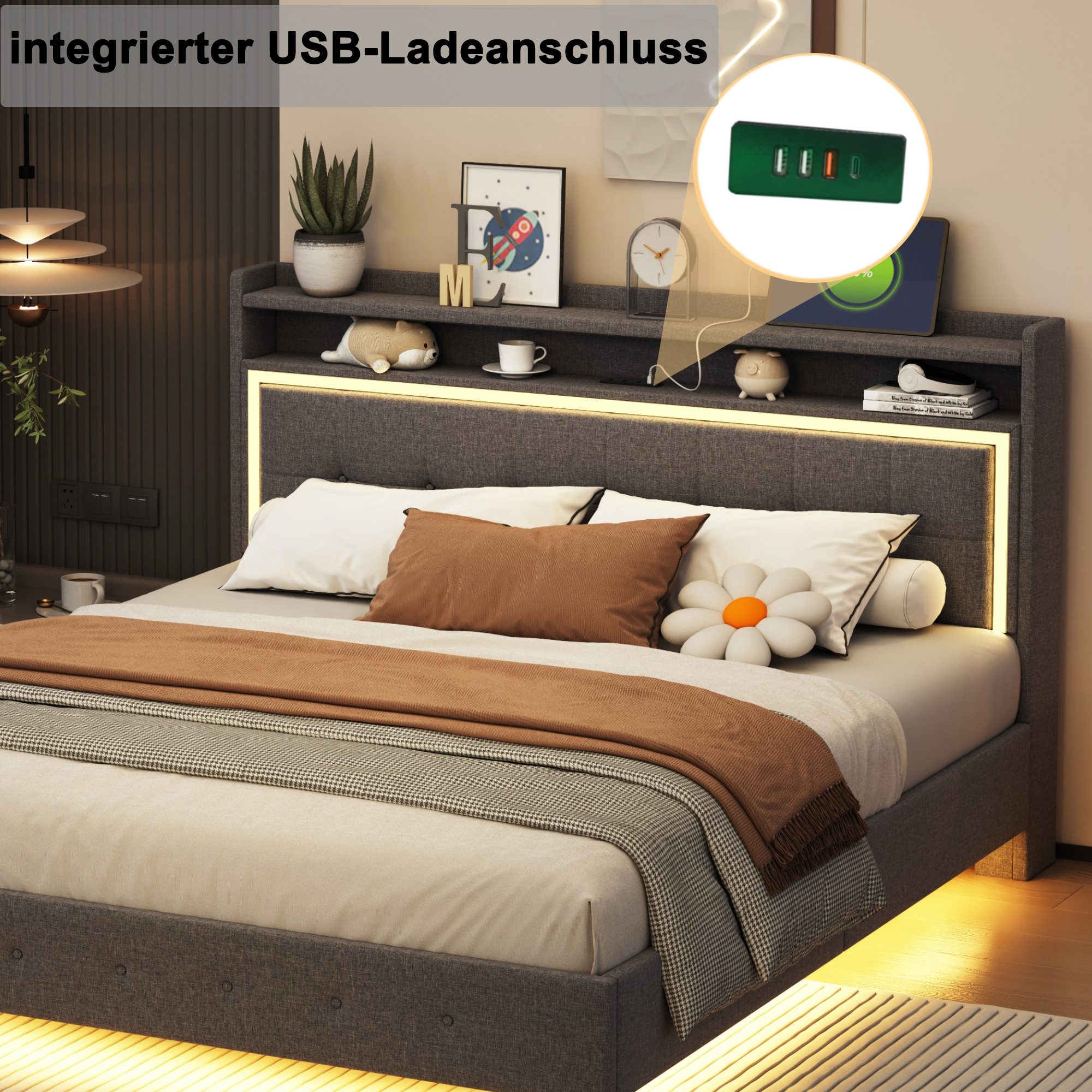 OKWISH Polsterbett Funktionsbett Kinderbett Gästebett Doppelbett günstig online kaufen