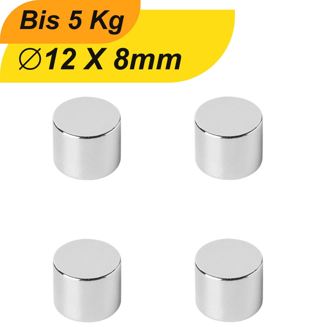 Magnet Neodym Magnet 12mm x 8mm Supermagnete hohe Haftkraft Scheibenmagnet