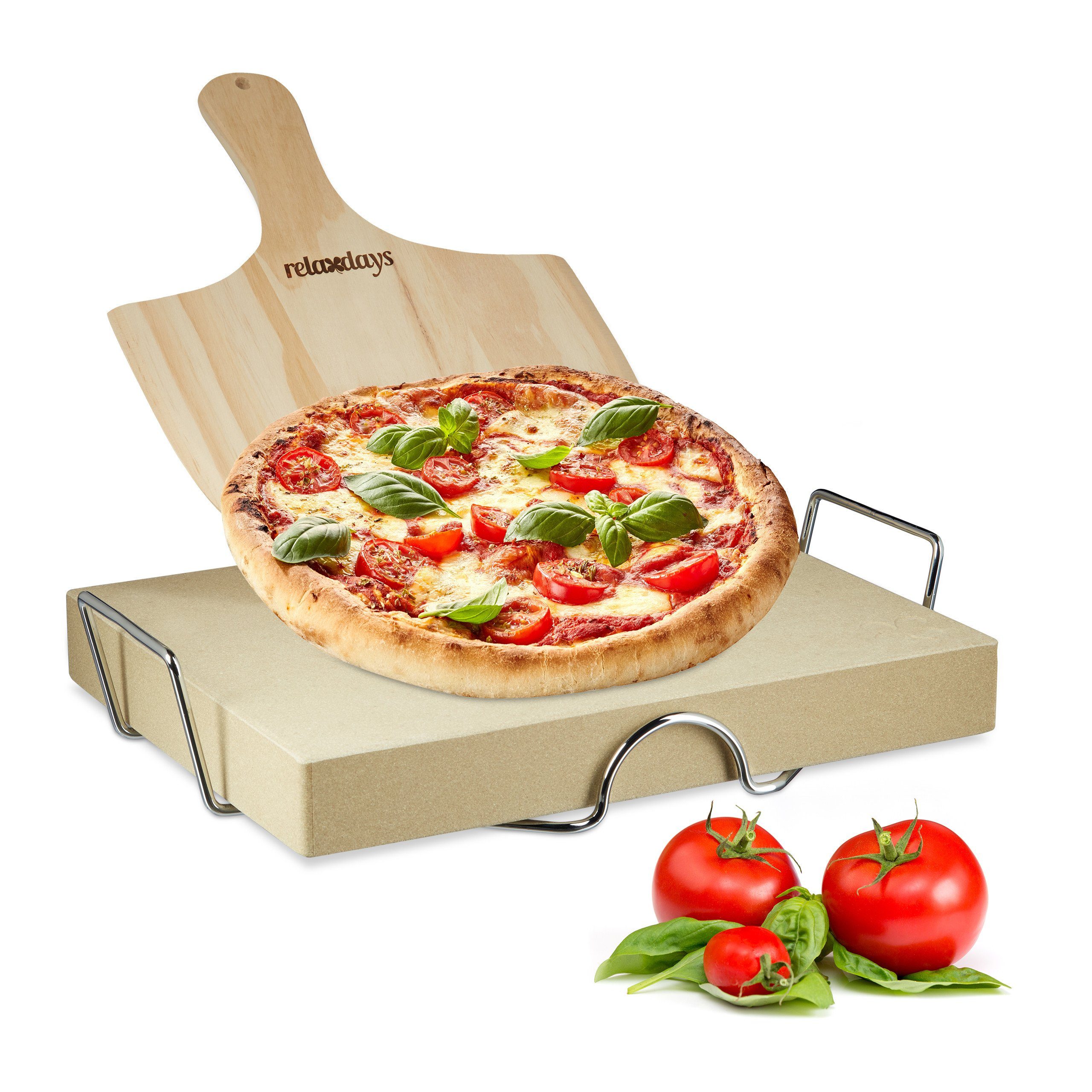 relaxdays Pizzastein Pizzastein Set 5 cm, Cordierit