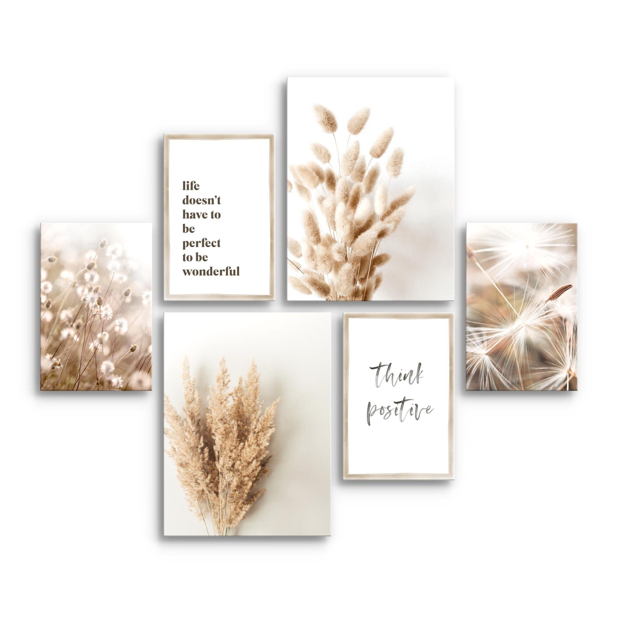 Novart Wandbild Boho Beige Pampas Wohnzimmer Deko, Boho2 günstig online kaufen
