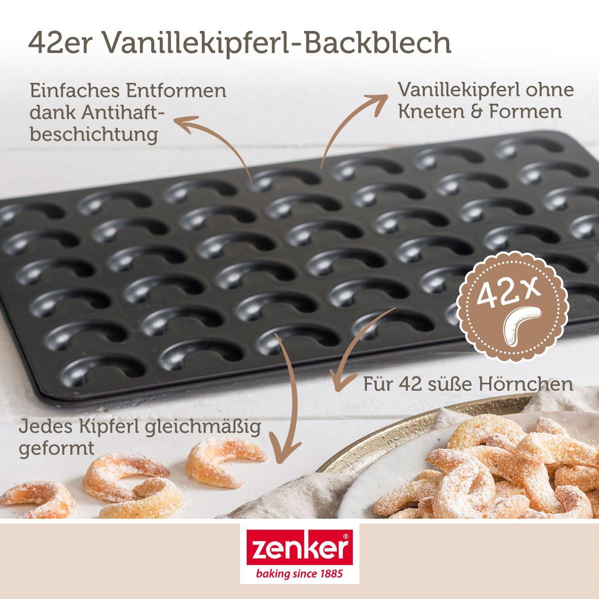 Zenker Backblech Vanillekipferl Backblech, 42er