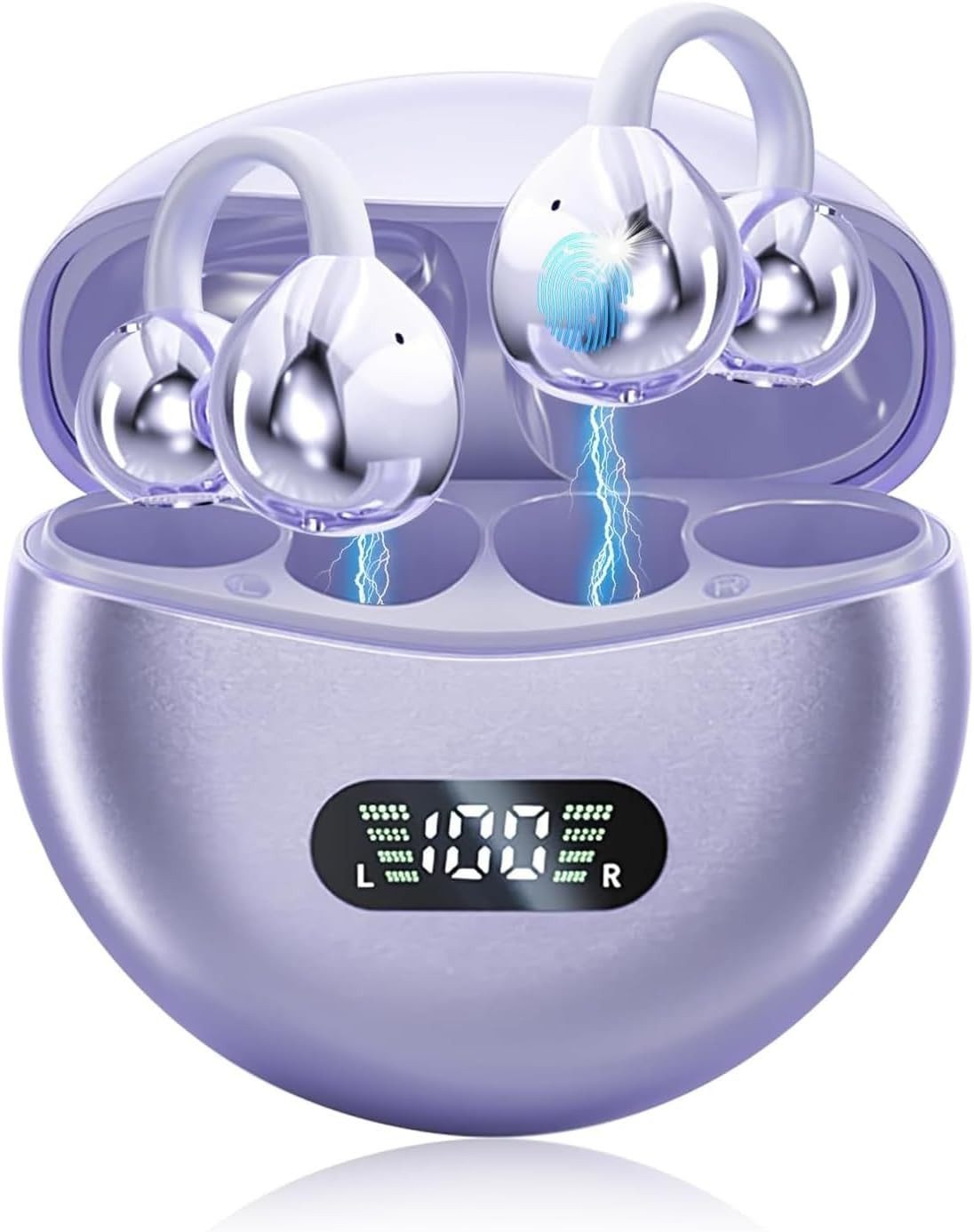 MOPUEA Bluetooth-Kopfhörer, Bluetooth 5.4-Sportkopfhörer, immersiver Bass Open-Ear-Kopfhörer (Clip-on Sport-Kopfhörer, Digitale Anzeige-LED, für Sport/Fitness)