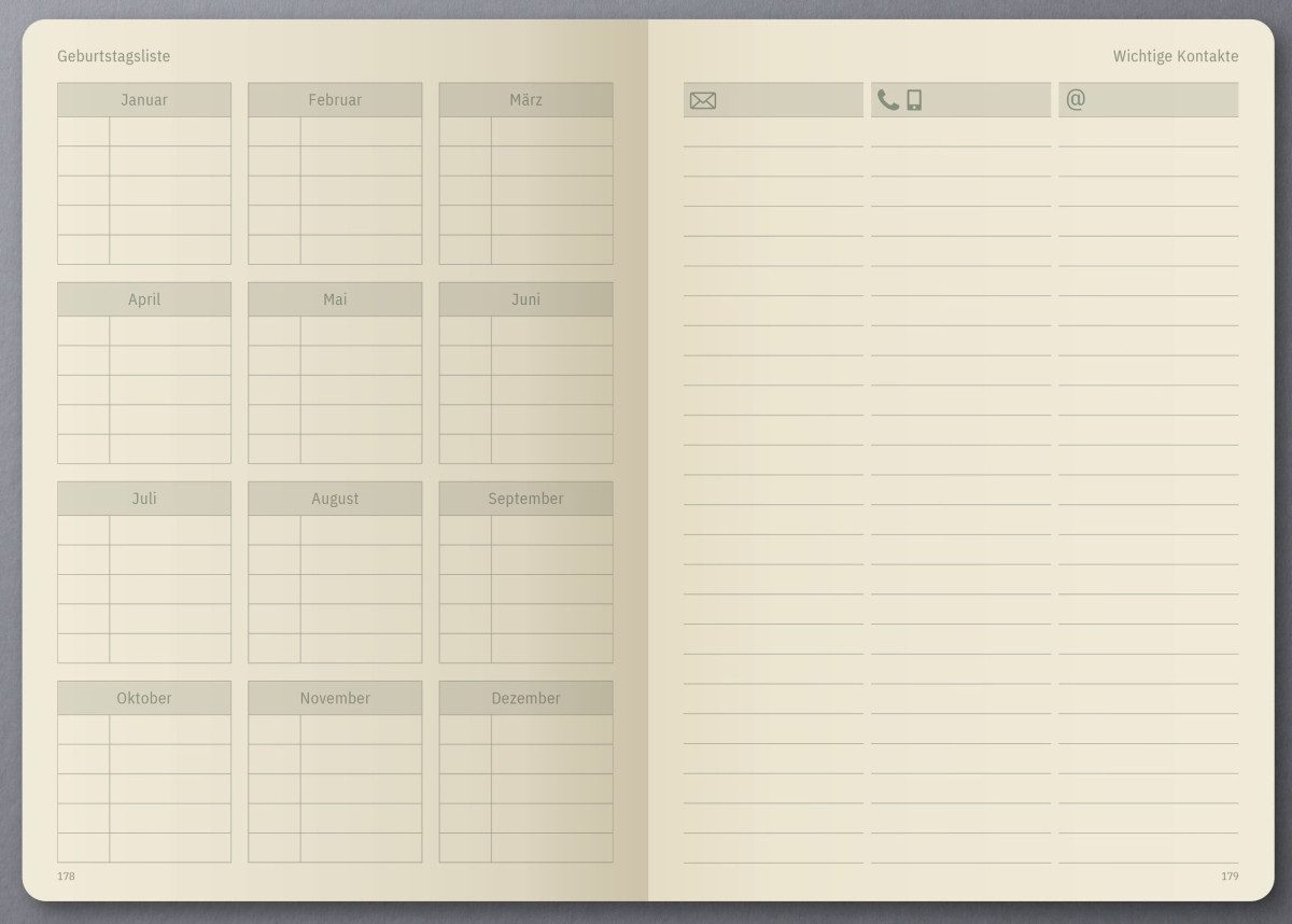Sigel Buchkalender Wochenplaner Conceptum undatiert (DE) Hardcover 1 Woche/2 Seiten blac.