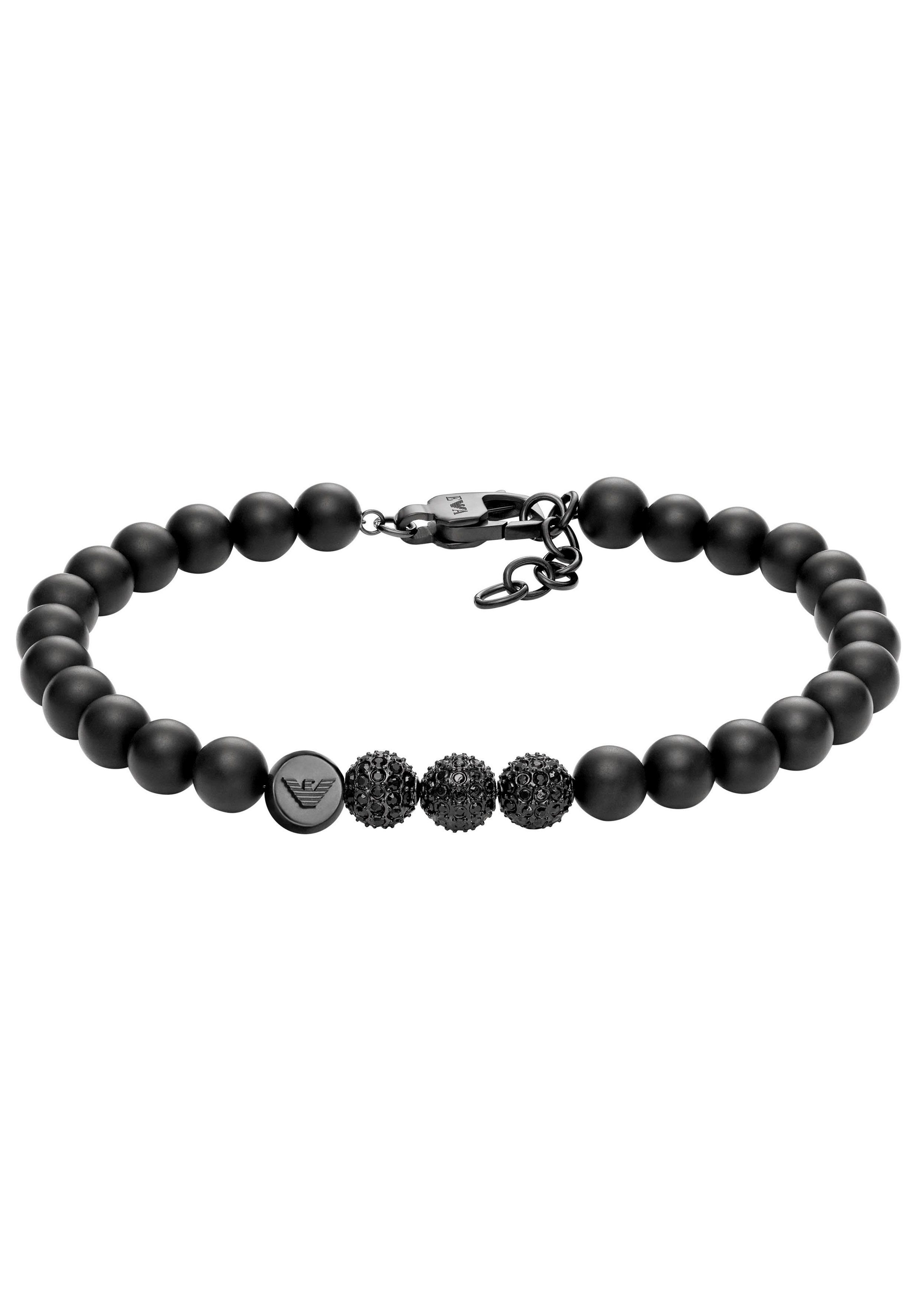 Onyx AND Emporio PAVE, TREND, BEADS ICONIC EGS3030001, mit Armband Gagat Armani und