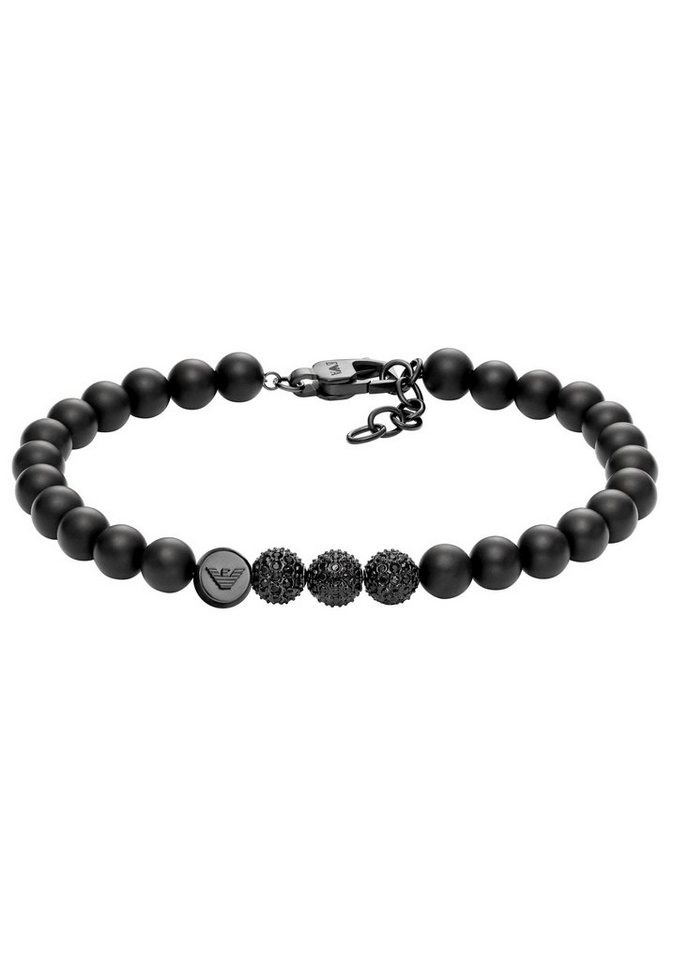 Emporio Armani Armband ICONIC TREND, BEADS AND PAVE, EGS3030001, mit Onyx  und Gagat