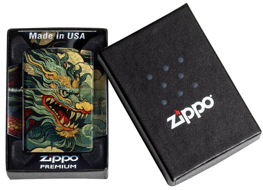 Zippo Feuerzeug 540° Premium Colourful Drache Dragon, mit schöner Geschenkbox als Geschenkidee