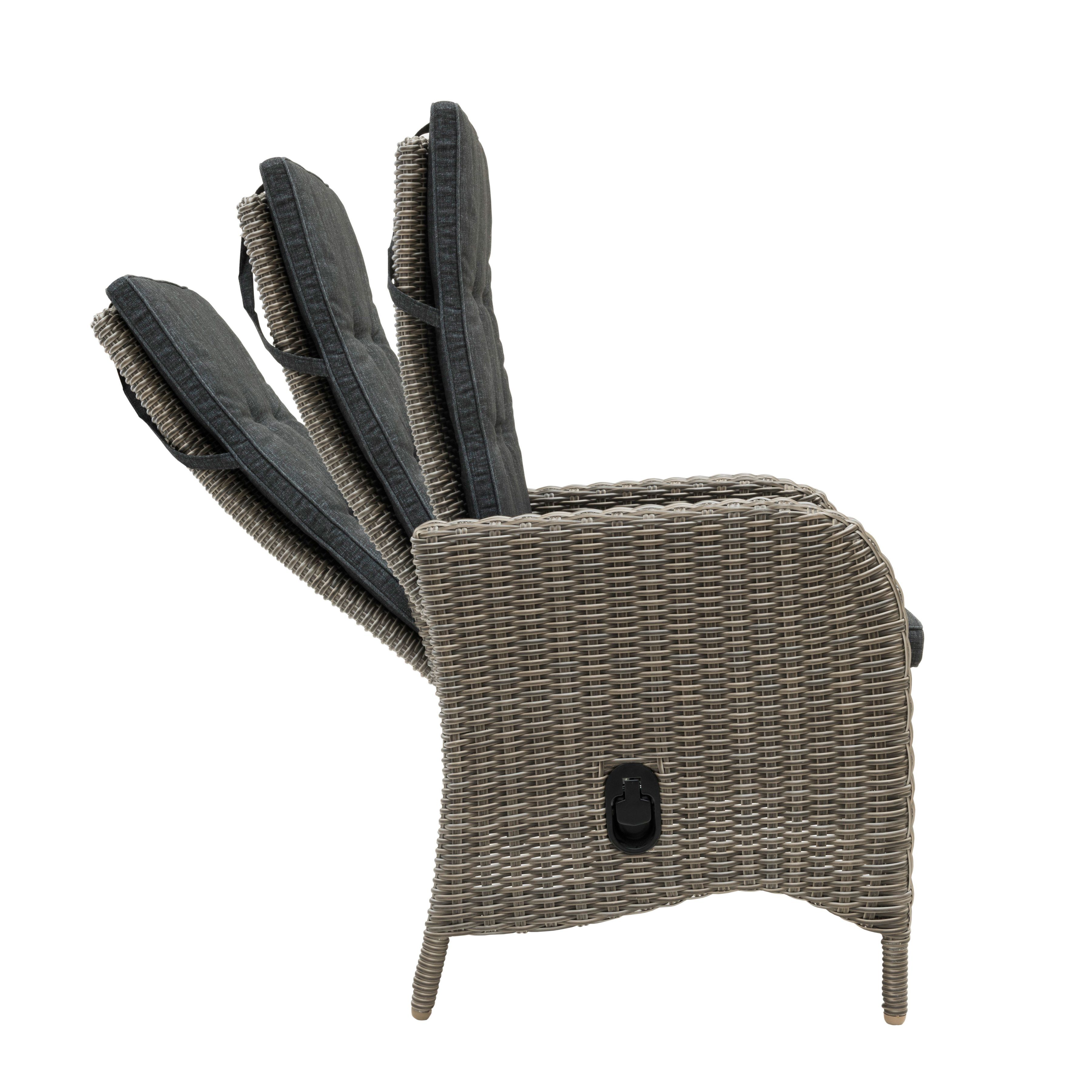 inkl. (Set, stufenlos Auflage grau Rattanstuhl PALMA 2 Hochlehner Destiny St), verstellbar, Polyrattan,