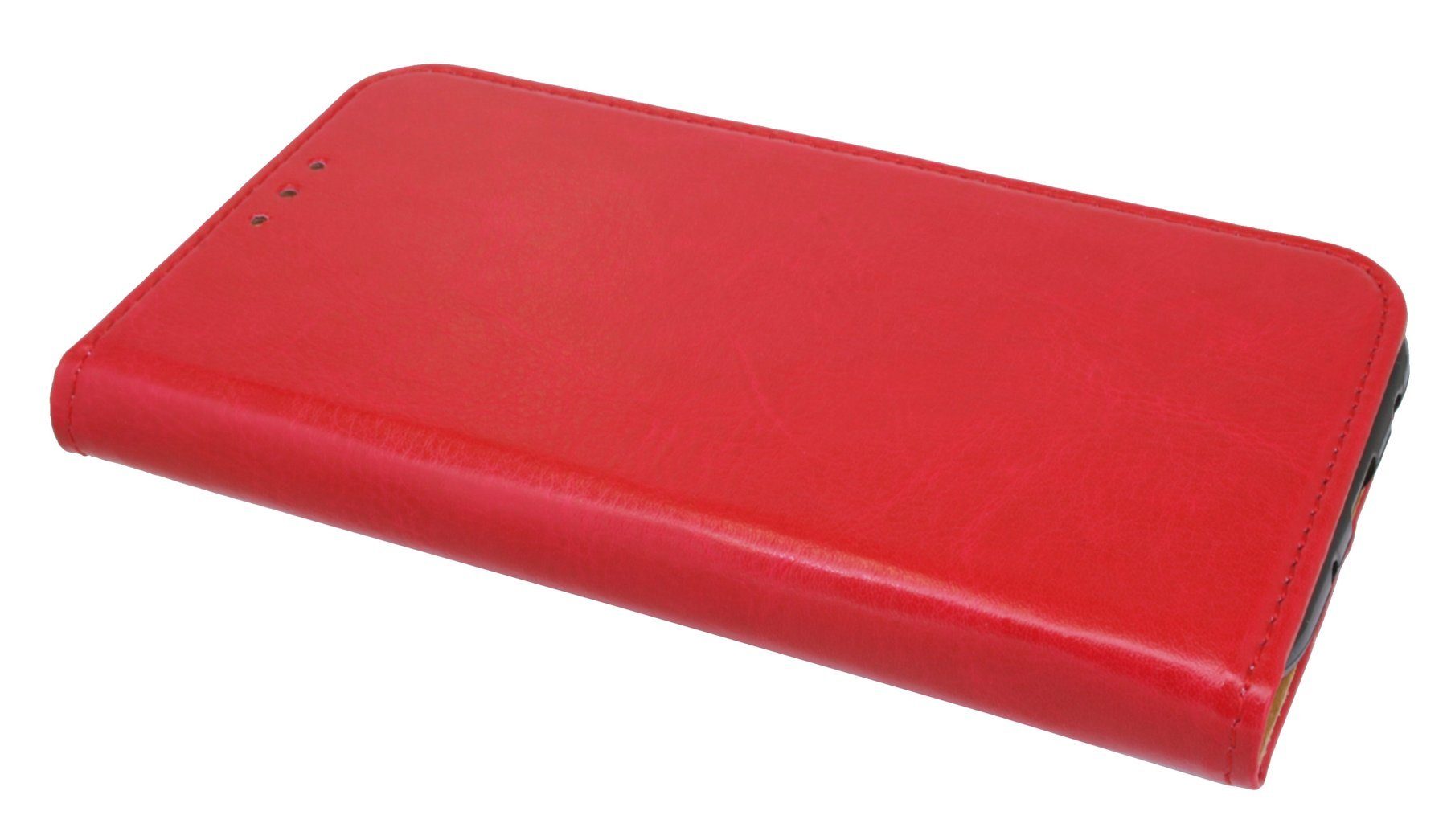 cofi1453 Handyhülle Echtleder Tasche Flip Case Rot, Schutzhülle Handy Wallet Cover mit Kartenfächern, Standfunktion