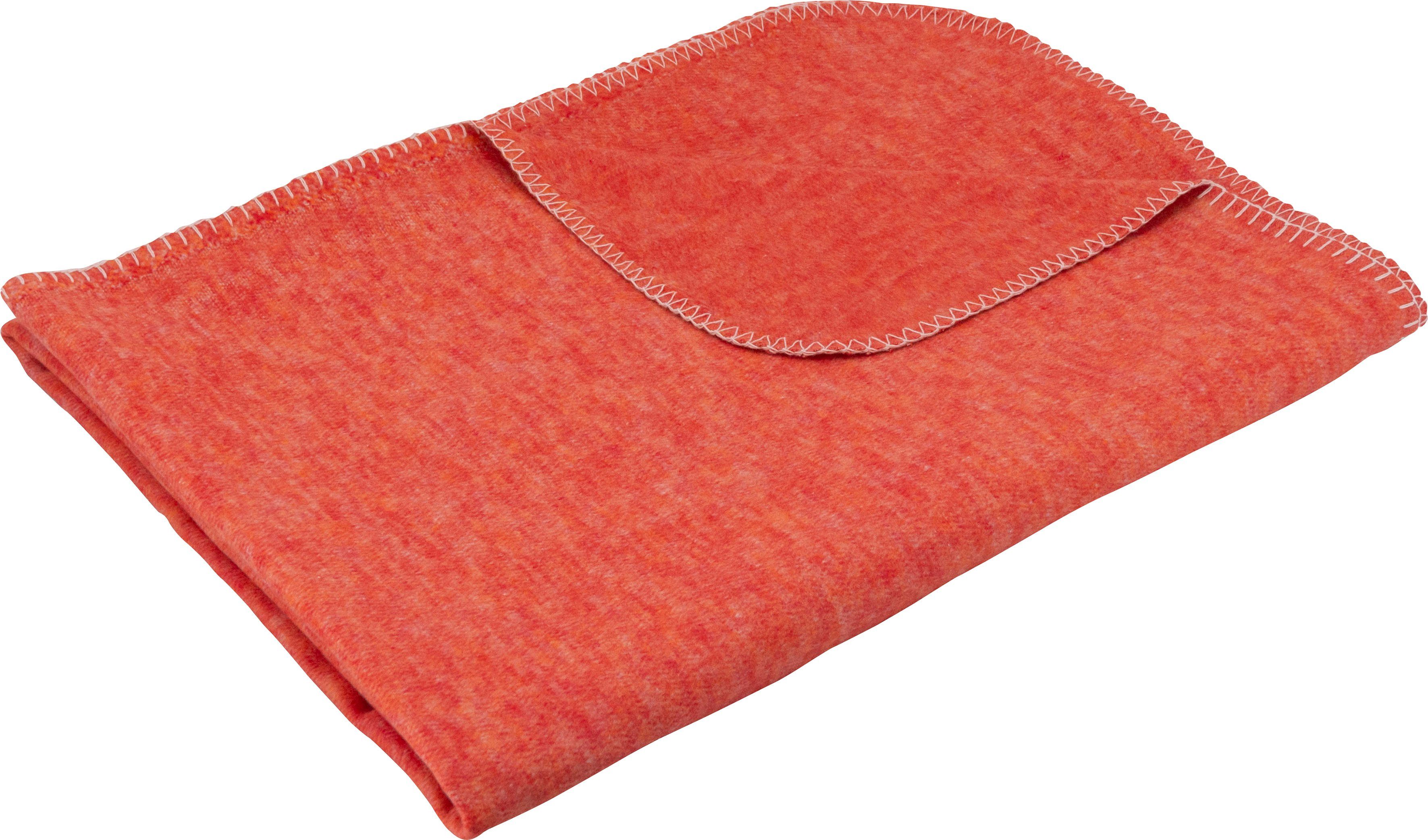 Wohndecke Kuscheldecke, SETEX, mit Ziernaht in Melange-Optik, Kuscheldecke orange