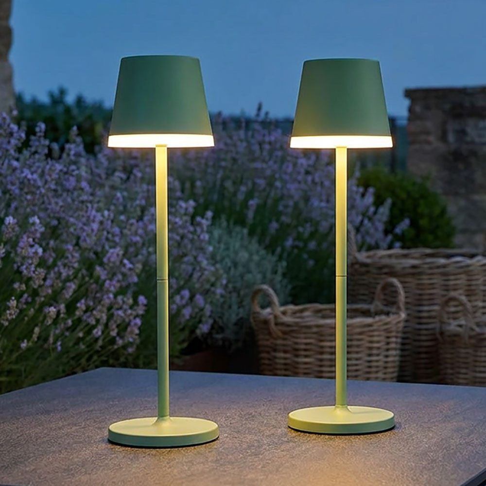 GLOBO LIGHTING LED Solarleuchte, LED-Leuchtmittel fest verbaut, Warmweiß, 2x Solarlampe Tischleuchte Außenlampe LED Gartenlampe blau H 41 cm
