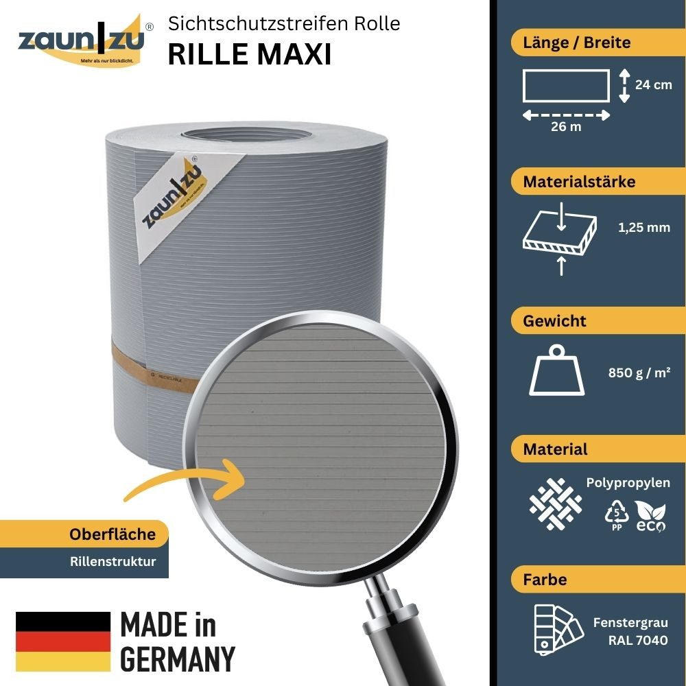 zaunzu Sichtschutzstreifen Rille Maxi Rolle für günstig online kaufen