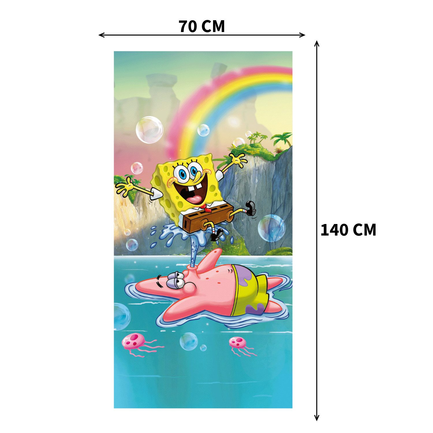 Jerry Fabrics Handtücher SpongeBob Badetuch Strandtuch Duschtuch 70 x 140 cm 100% Baumwolle, (1 Duschtuch, 1-St), Langlebig