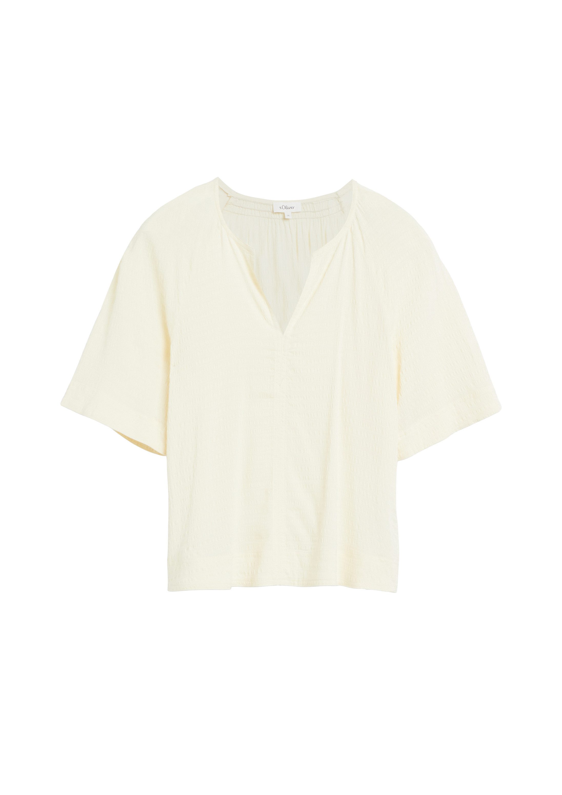 s.Oliver Kurzarmbluse Bluse Gecrêpte Bluse aus Viskosemix