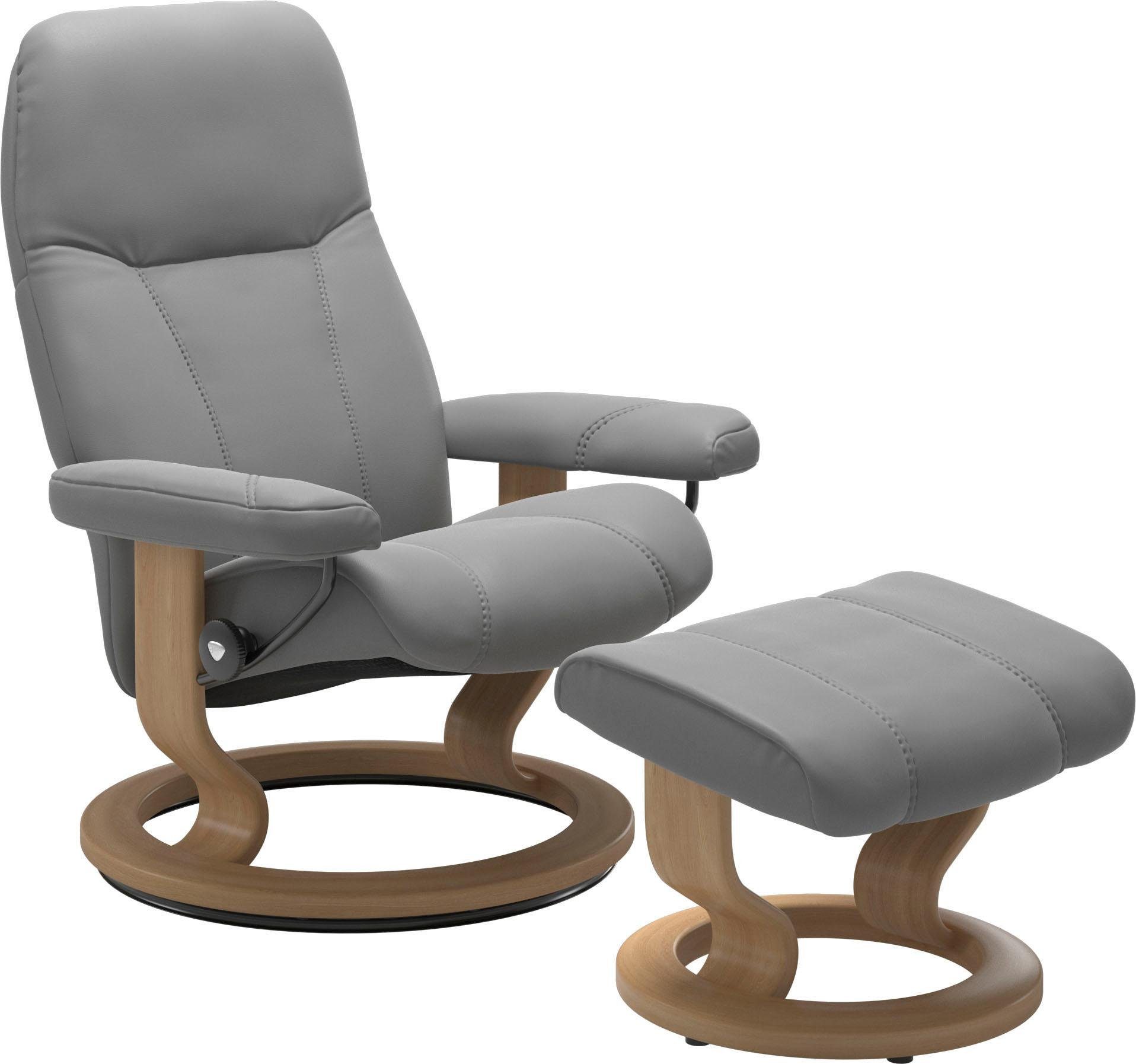 Stressless® Relaxsessel Consul (Set, Relaxsessel mit Hocker), mit Hocker, mit Classic Base, Größe S, Gestell Eiche