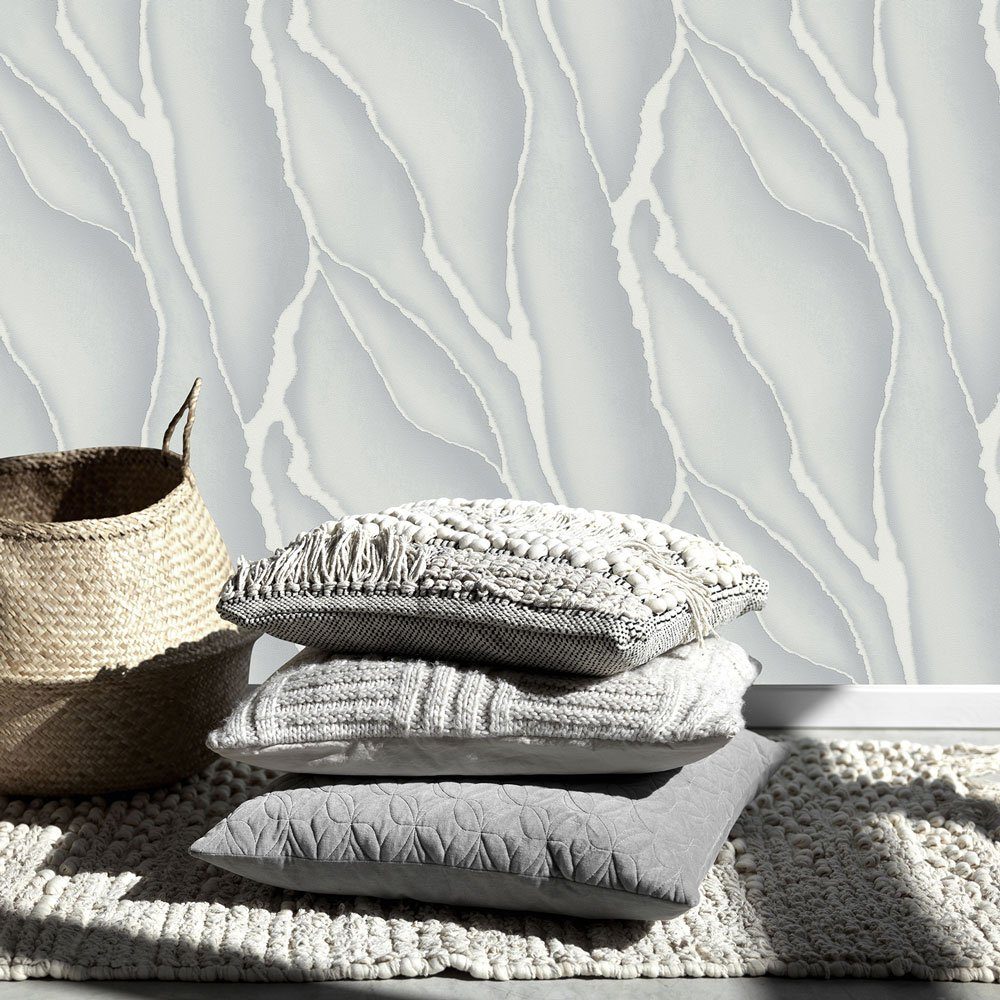 Erismann Vliestapete 3D-Effekt Grau Weiß Glitzer Elle Decoration 10345-10