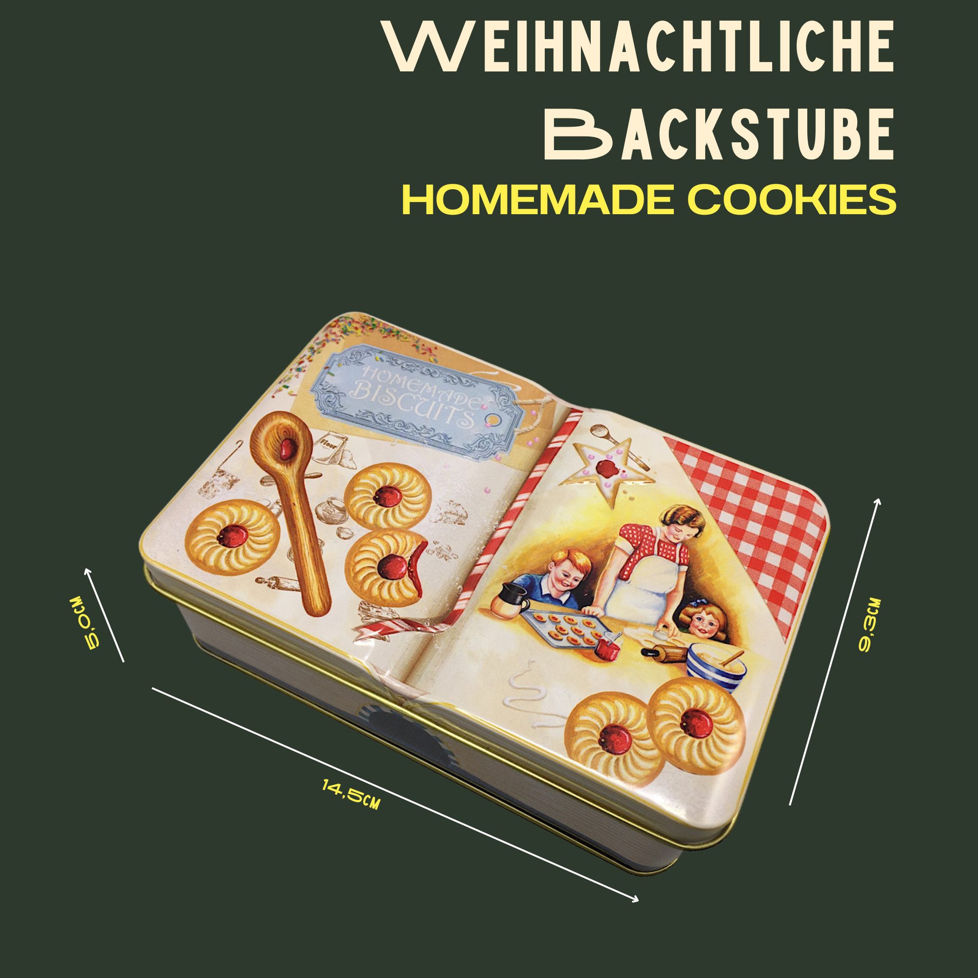 MediMuc Keksdose Nostalgische Buchdose Homemade Cookies, Metall – Bild 4 von 4