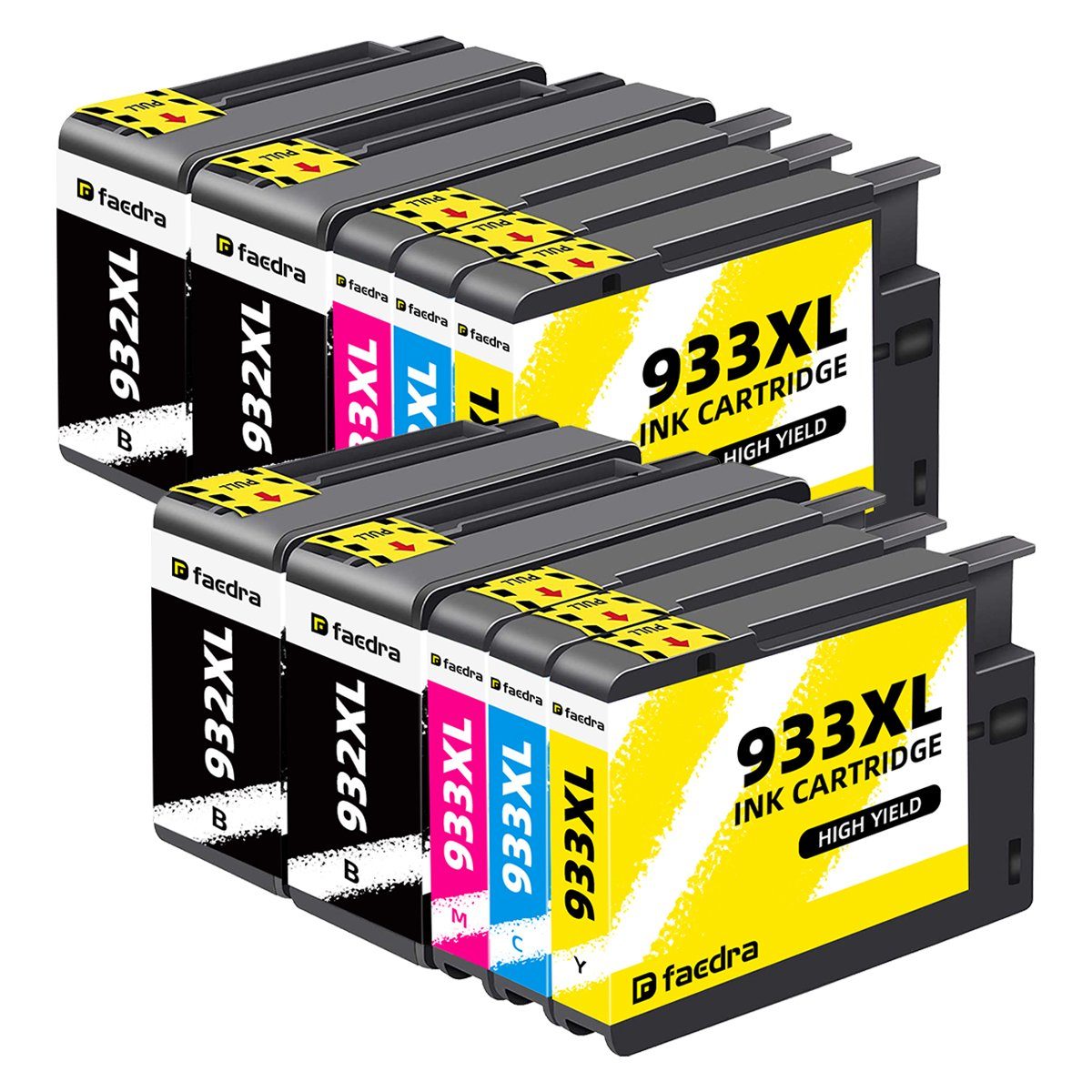 (Packung, 932 Tinte Pack HP 10Stück XL 932XL magenta/cyan/Gelb) 6100 Tintenpatrone 7110 faedra schwarz 6600 HP Druckerpatrone 933XL CN053AE, 6700 HP für Officejet 933 XL