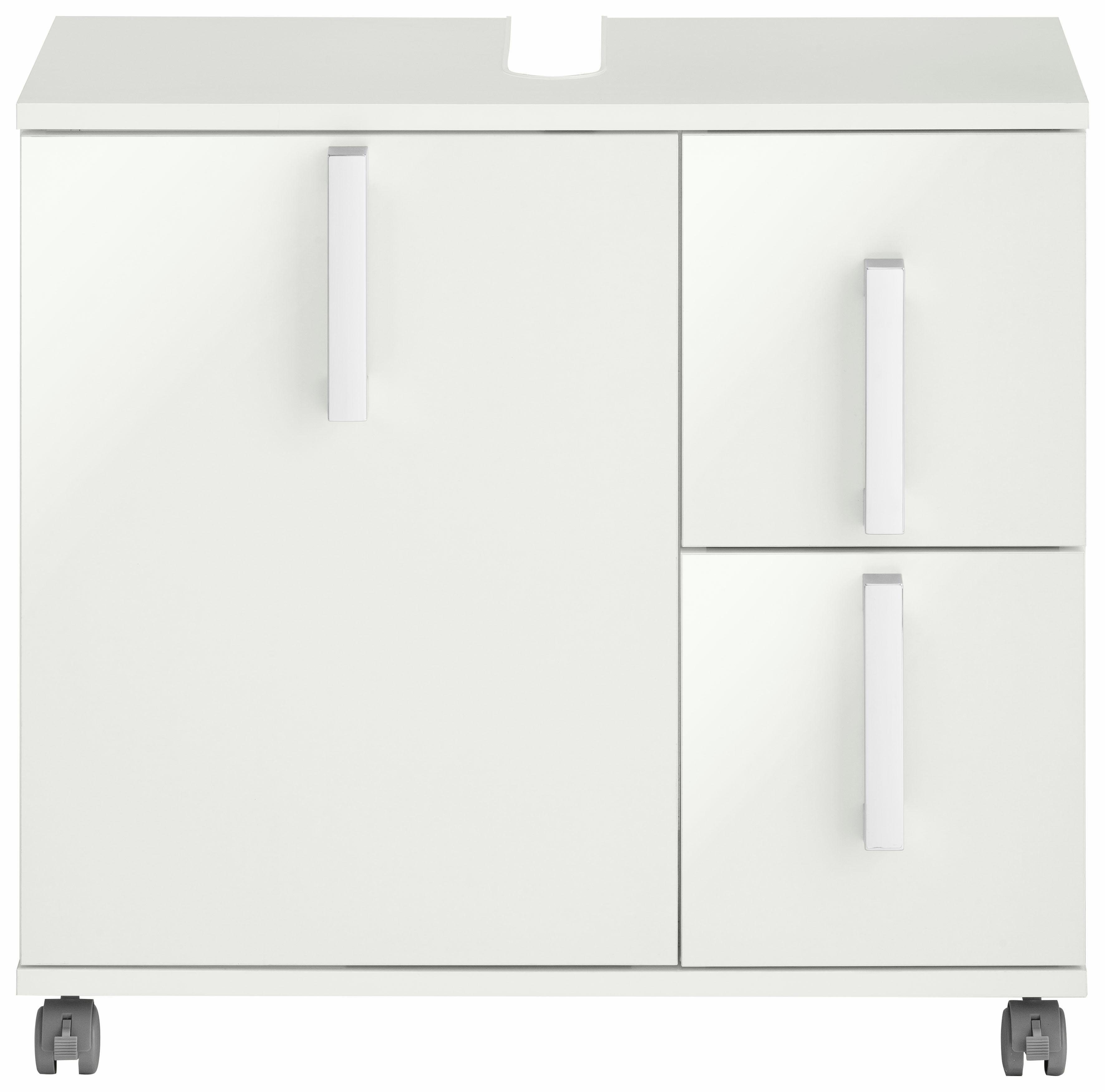 Tür mit 2 Waschbeckenunterschrank weiß cm, mit Kampen Schildmeyer Schubladen Soft-Close, Metallgriffen, Höhe 60 glanz