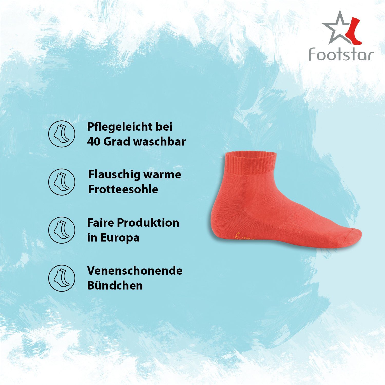 Footstar Kurzsocken Damen & Herren Kurzschaft Socken Frottee-Sohle (8 Paar)