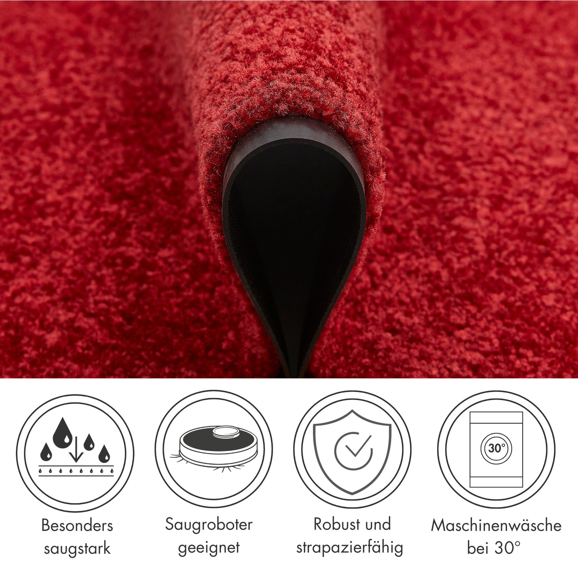 Andiamo Fußmatte Super Wash & Clean, Made in Belgium, rechteckig, Höhe: 7 mm, Schmutzfangmatte, Uni Farben, rutschhemmend, waschbar