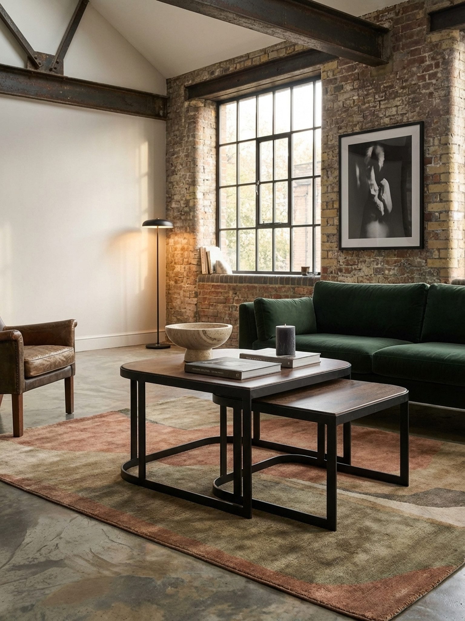 KADIMA DESIGN Satztisch Couchtisch 2er Set Mango Massivholz / Metall Wohnzimmertisch Dunkel (Tischset 2-teilig Satztisch Holz), Industrial Satztisch Beistelltisch Metallbeine Schwarz
