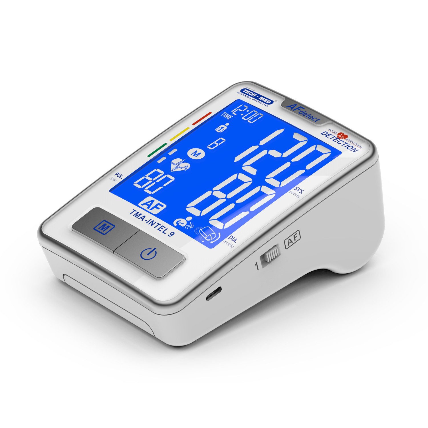 Tech-Med Oberarm-Blutdruckmessgerät TMA-INTEL 9, Erkennung von Vorhofflimmern, LCD-Display