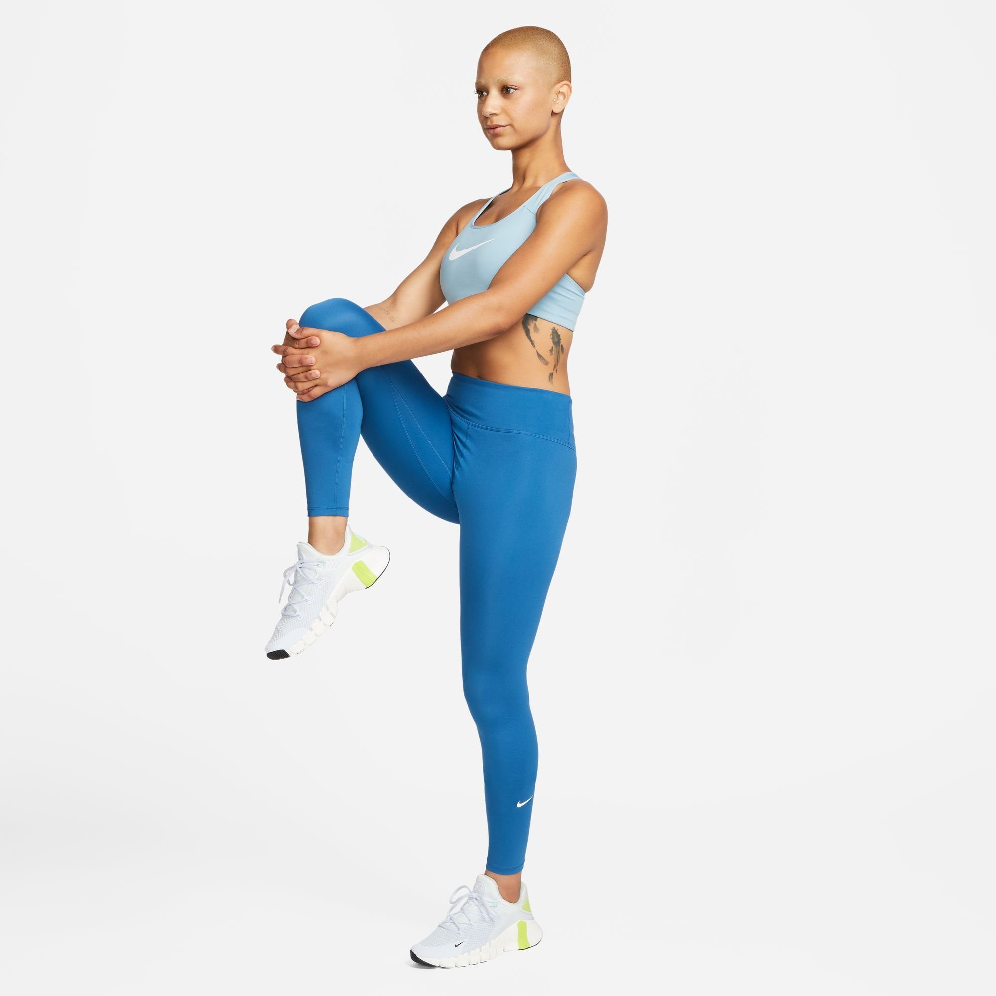 ONE Nike WOMEN'S MID-RISE LEGGINGS BLUE/WHITE INDUSTRIAL Trainingstights