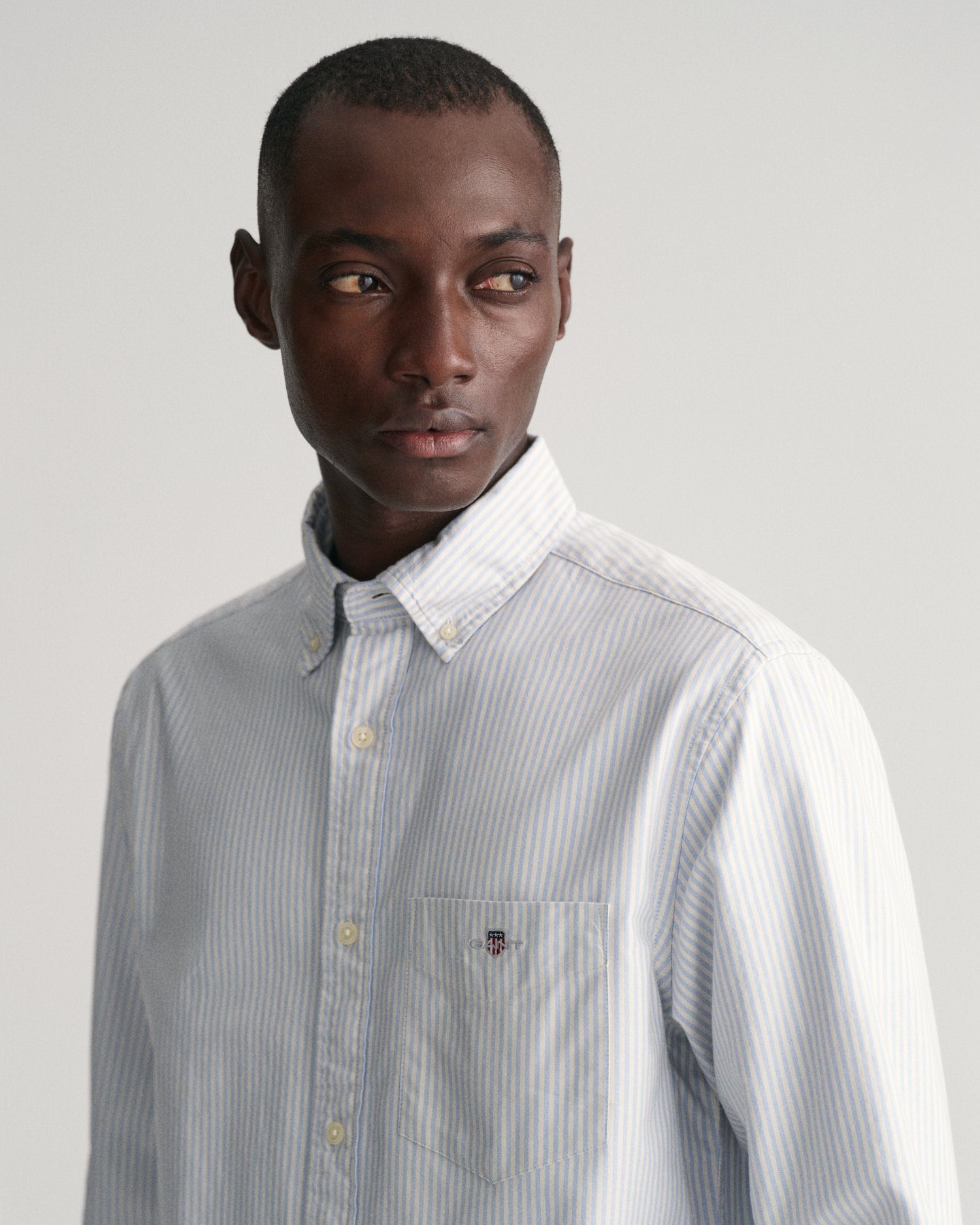 Gant Langarmhemd Regular Fit Oxford Hemd strukturiert langlebig dicker gestreift mit dezenter Logostickerei