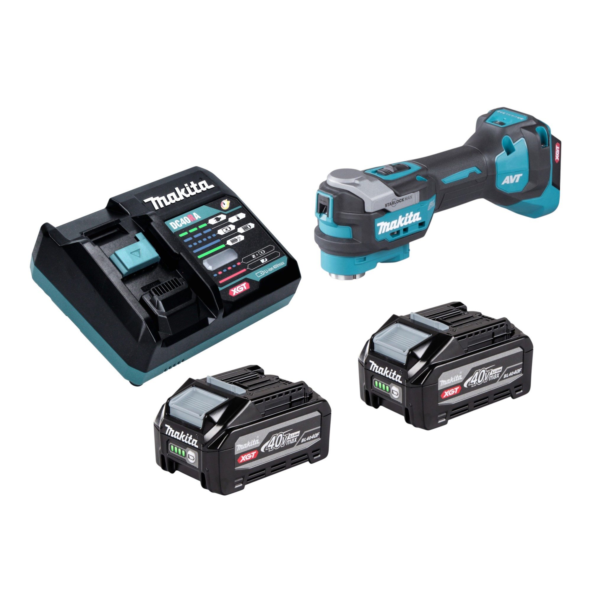 Makita Akku-Multifunktionswerkzeug TM 001 GU201 40 V max. Starlock Max + 2x Akku 4,0 Ah + Ladegerät